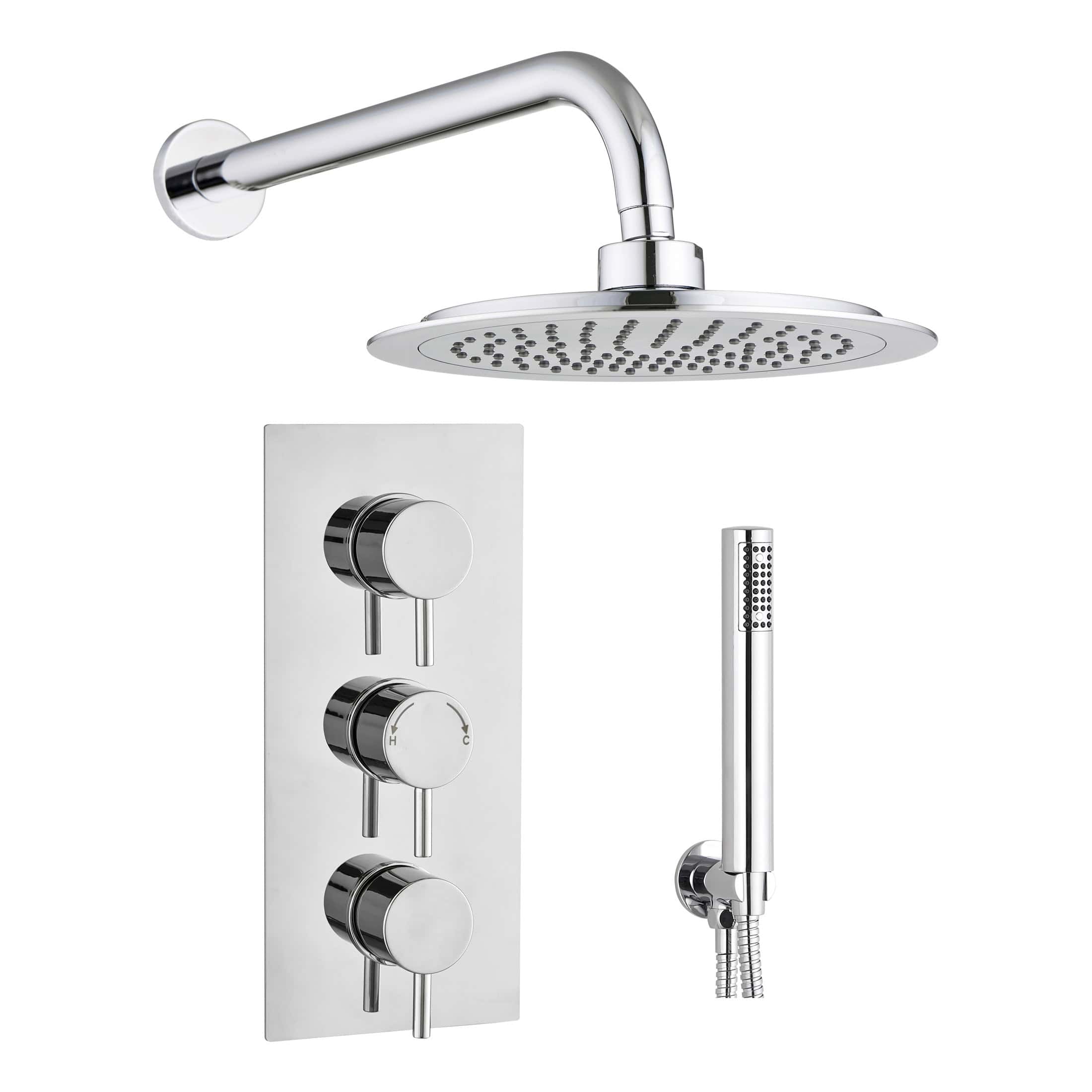 Shower head and controls by Bubly Bathrooms, featuring a modern chrome finish and adjustable settings for a luxurious shower experience. Perfect for contemporary bathroom upgrades.