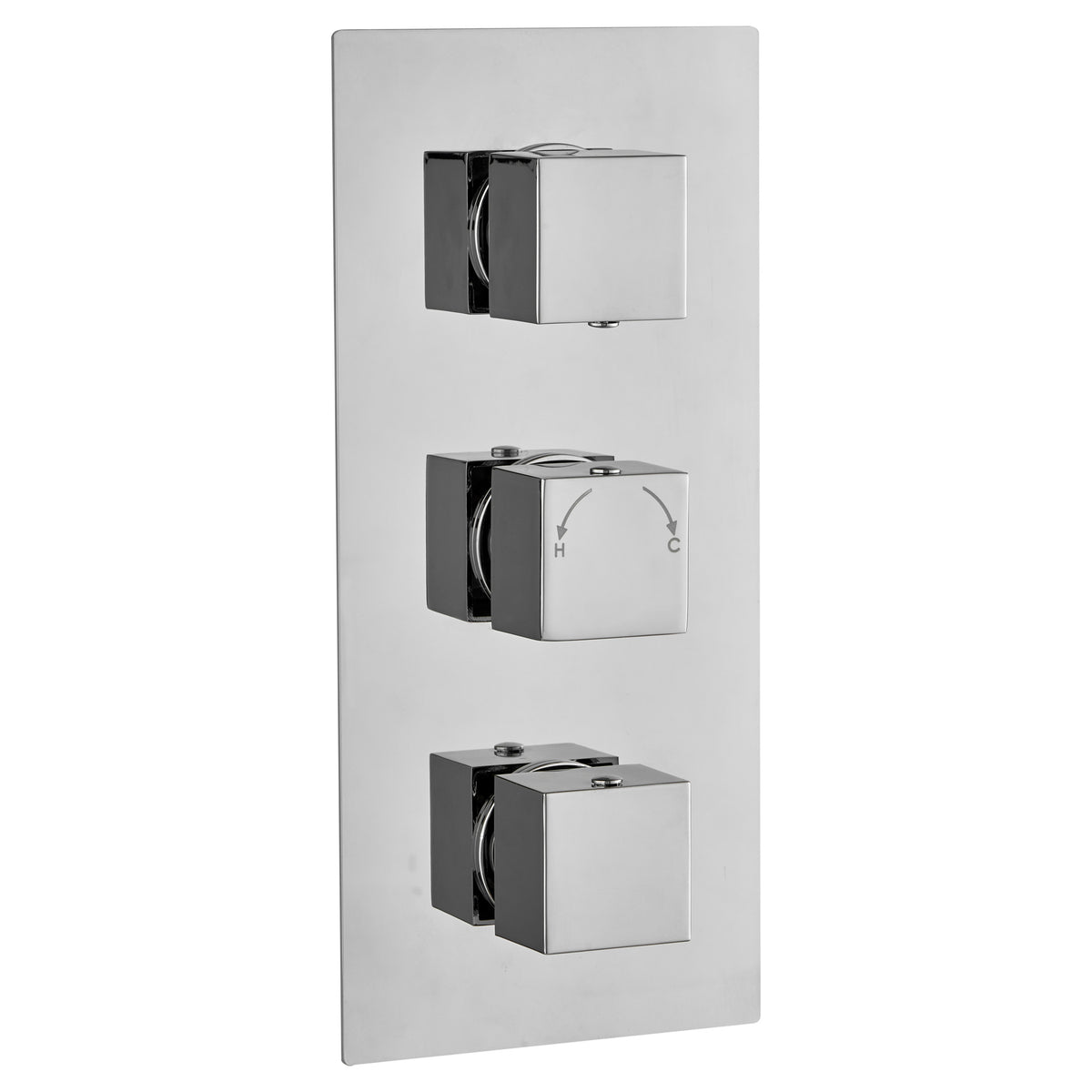 Tailored Square 2 Outlet 3 Handel Thermostatic Concealed Shower Valve - Chrome