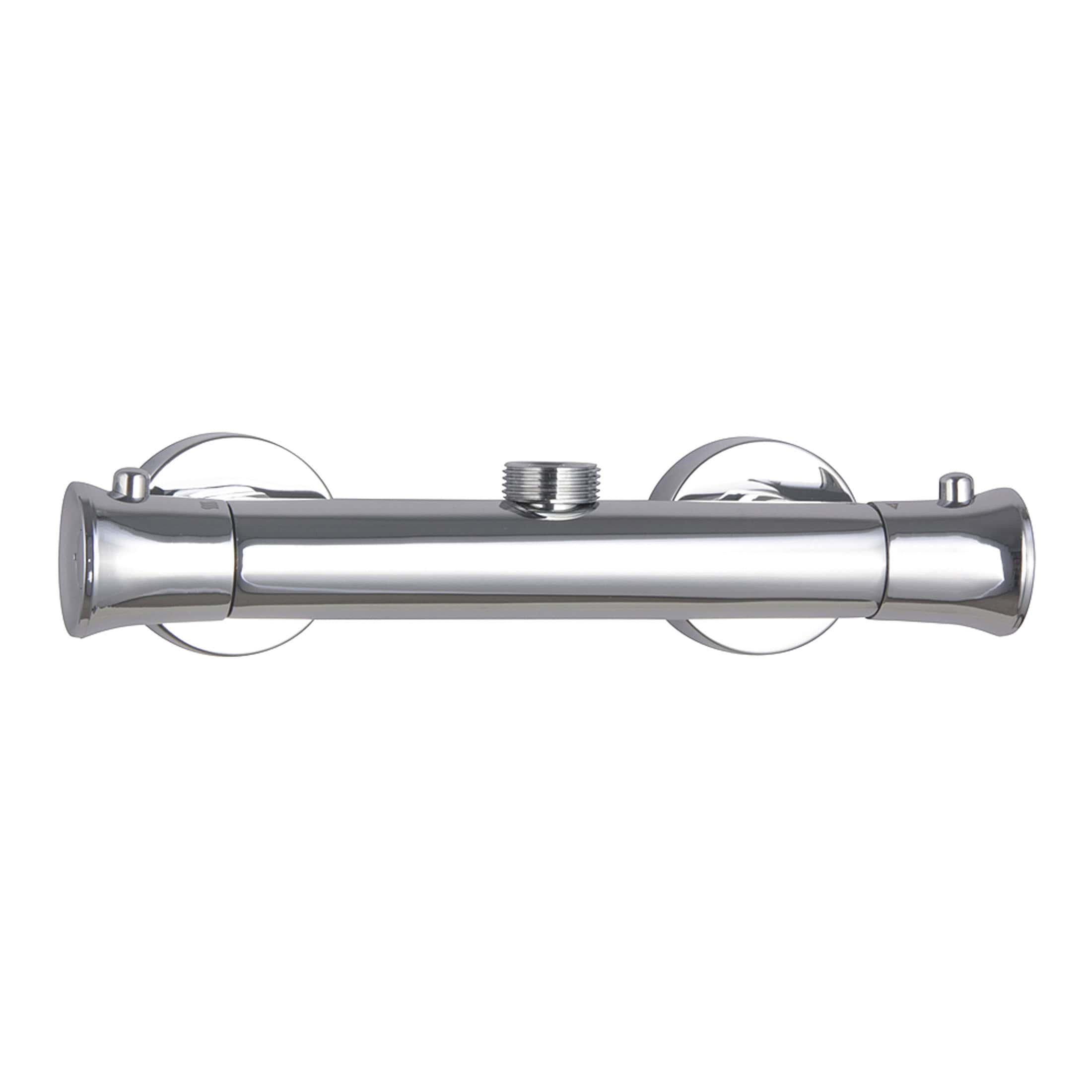 Polished chrome shower rail with adjustable fittings for modern bathroom design. Suitable for installing shower heads and accessories, ensuring durability and style.