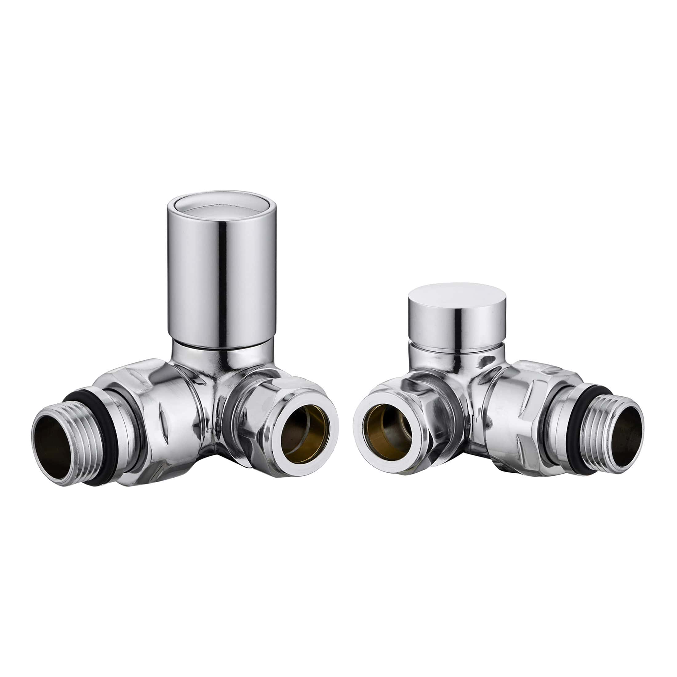 Chrome thermostatic radiator valves for efficient heating control and modern bathroom design. Perfect for bathroom radiators, with easy installation and adjustable temperature settings.