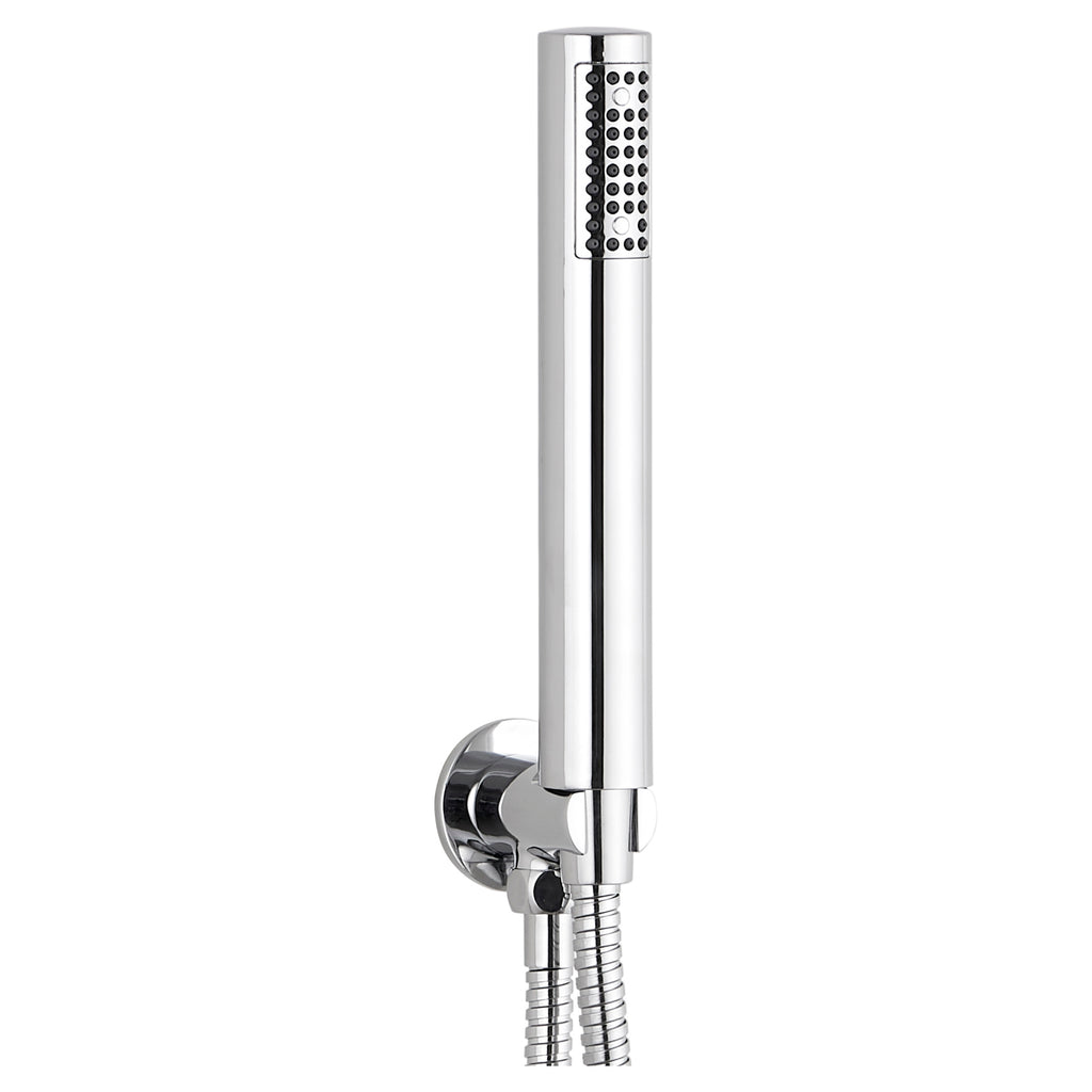 Tailored Round Shower Handset With Wall Outlet Elbow With Bracket Hose - Chrome - 72