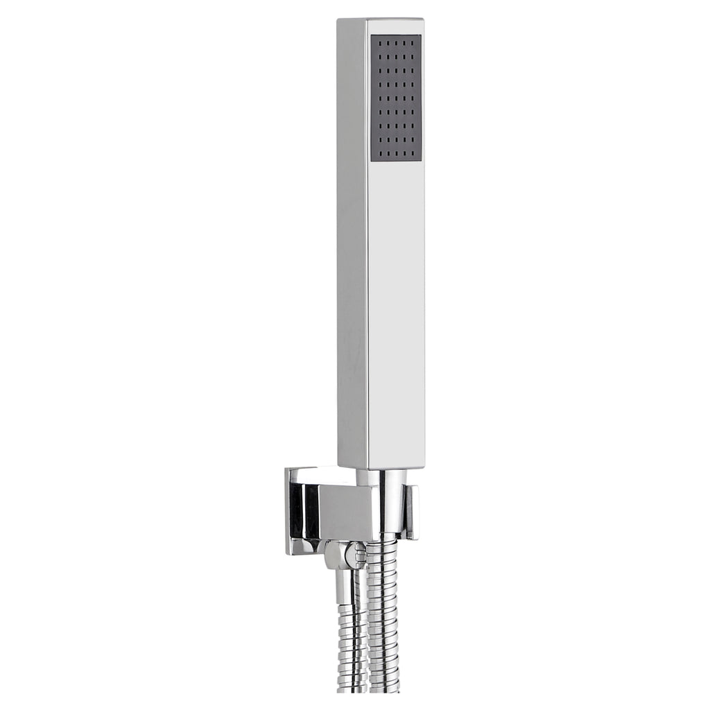Tailored Square Shower Handset With Wall Outlet Elbow With Bracket Hose - Chrome - 73