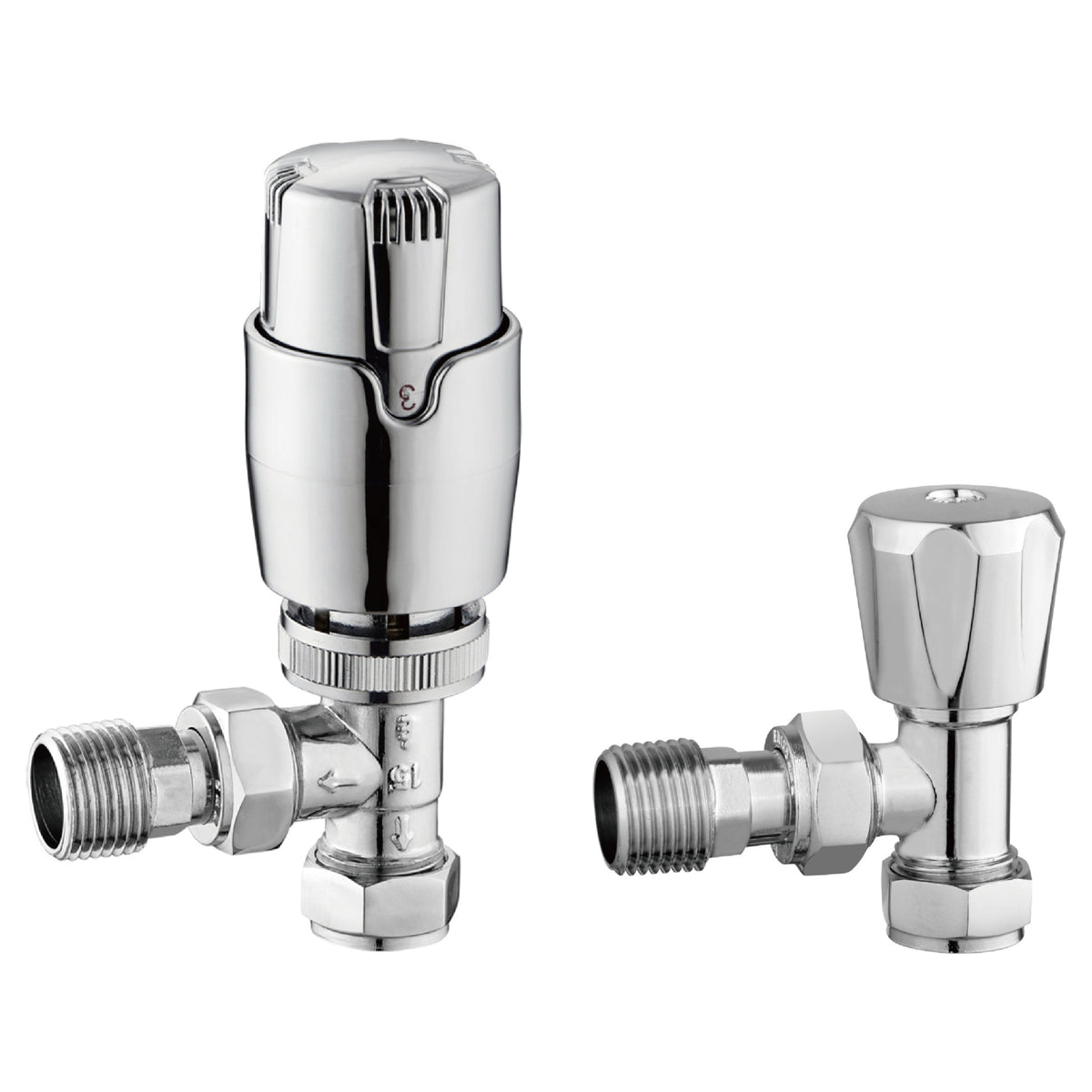 Tailored Thermostatic Angled Radiator Valves Pair, Chrome