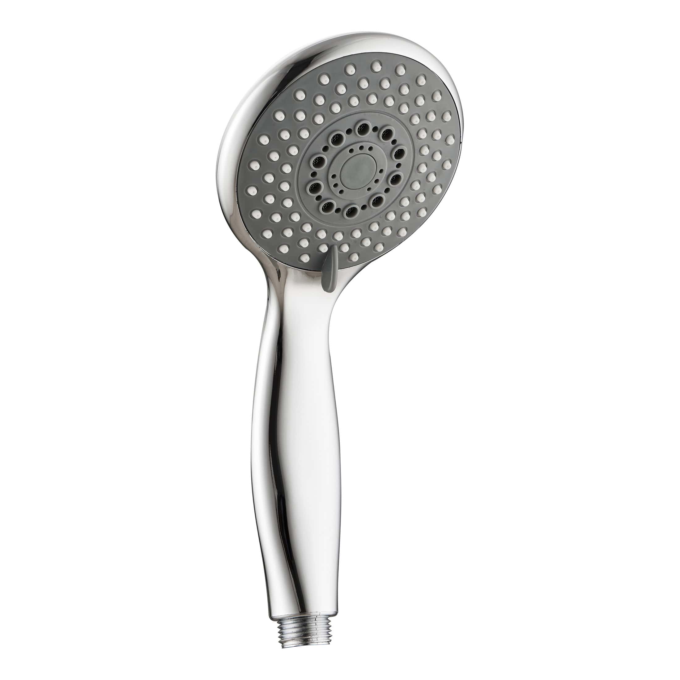 Showerhead with multiple spray settings, chrome finish, and adjustable mechanism for a custom shower experience.