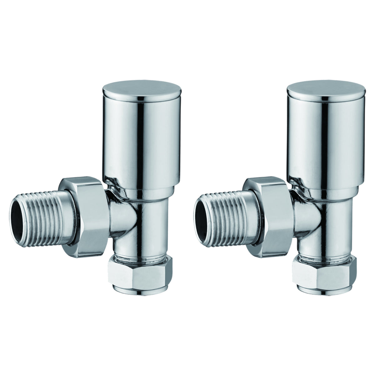 Tailored Round Angled Radiator Valves, Chrome