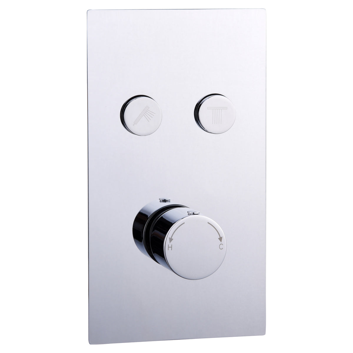 Tailored Thermostatic Round Push Button 2 Outlet Concealed Shower Valve - Chrome