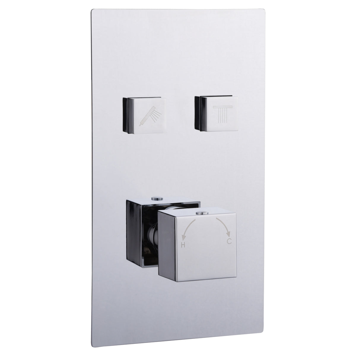 Tailored Thermostatic Square Push Button 2 Outlet Concealed Shower Valve - Chrome