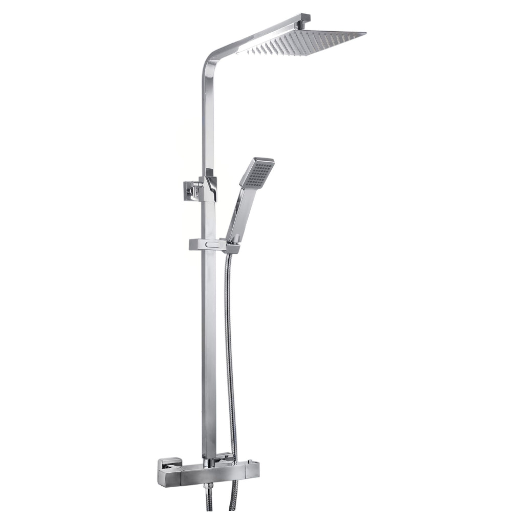 Tailored Plumb Essential Square 2 Outlet Thermostatic Concealed Shower Valve With Overhead Shower Kit, Chrome