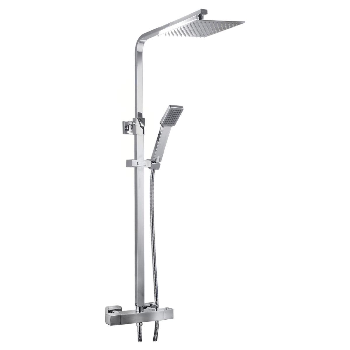 Tailored Plumb Essential Square 2 Outlet Thermostatic Concealed Shower Valve With Overhead Shower Kit, Chrome