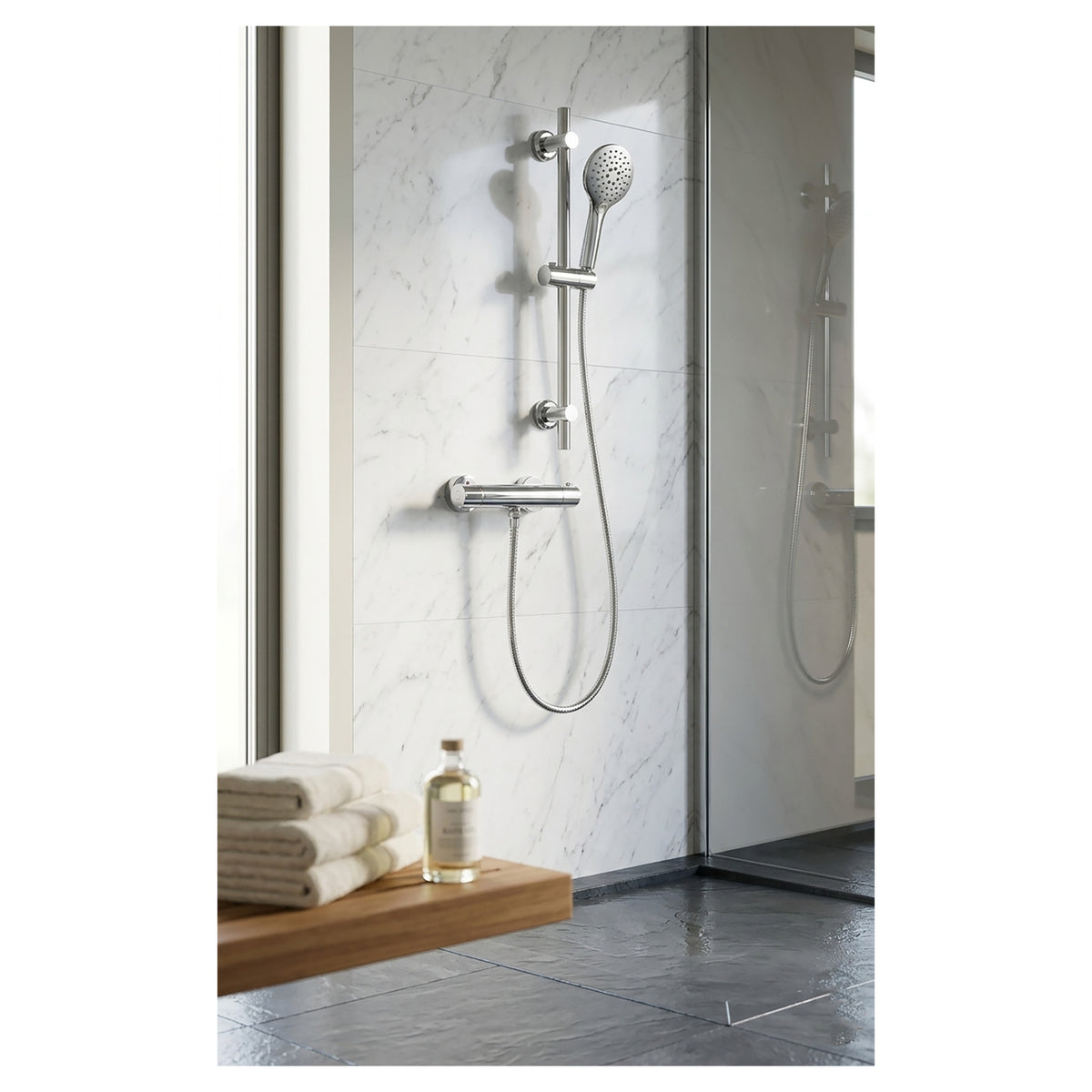 Tailored Snowdon Cool Touch Bar Shower Valve With Kit - Chrome - 129