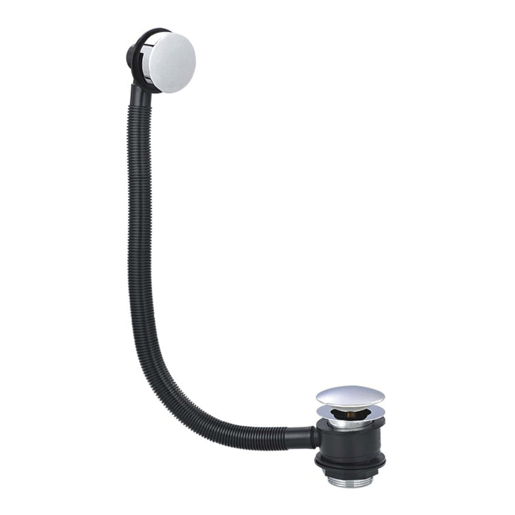 Flexible sink drain waste pipe with overflow outlet, suitable for modern bathroom sinks and basins. Ideal for plumbing installations requiring a secure, durable drainage connection.