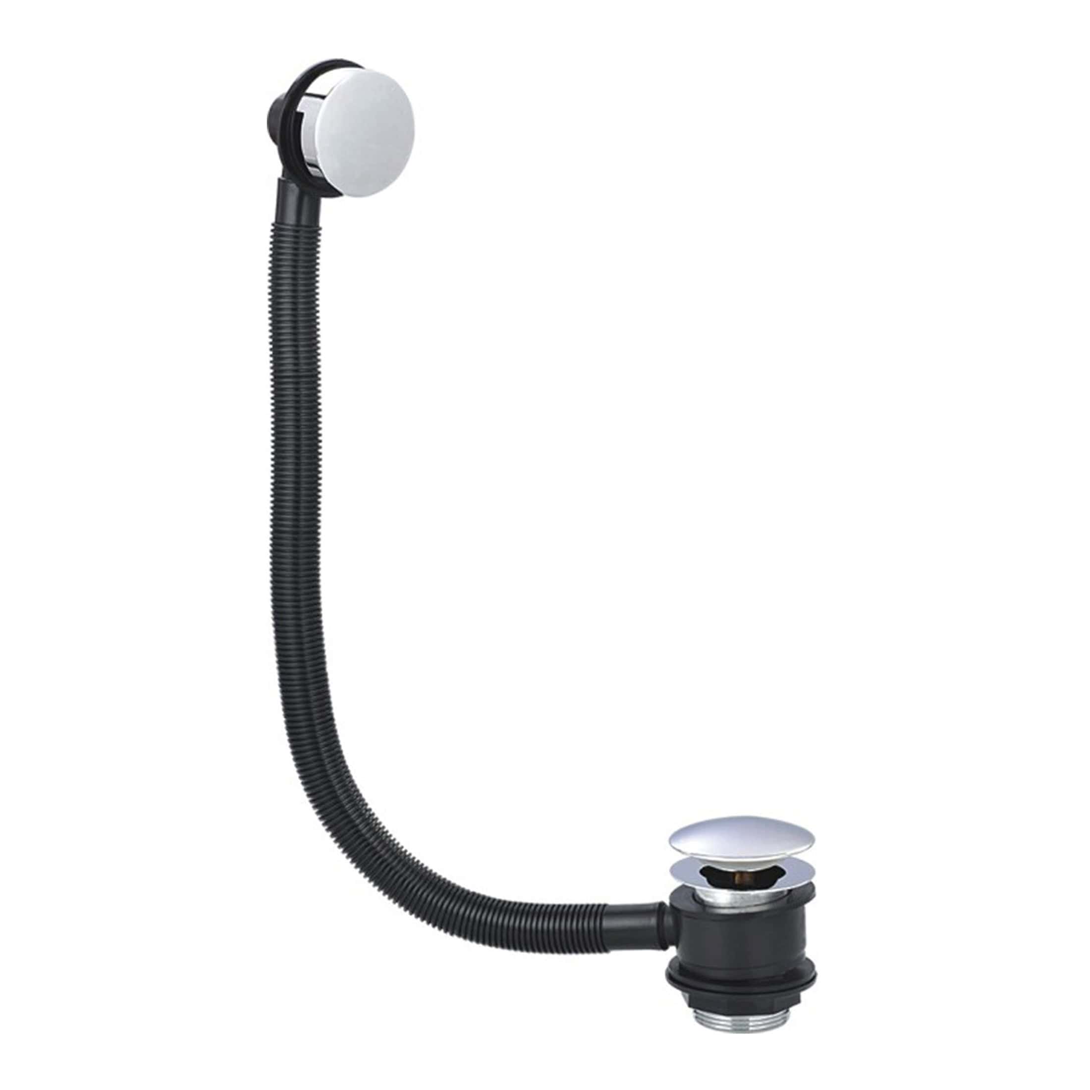 Flexible sink drain waste pipe with overflow outlet, suitable for modern bathroom sinks and basins. Ideal for plumbing installations requiring a secure, durable drainage connection.