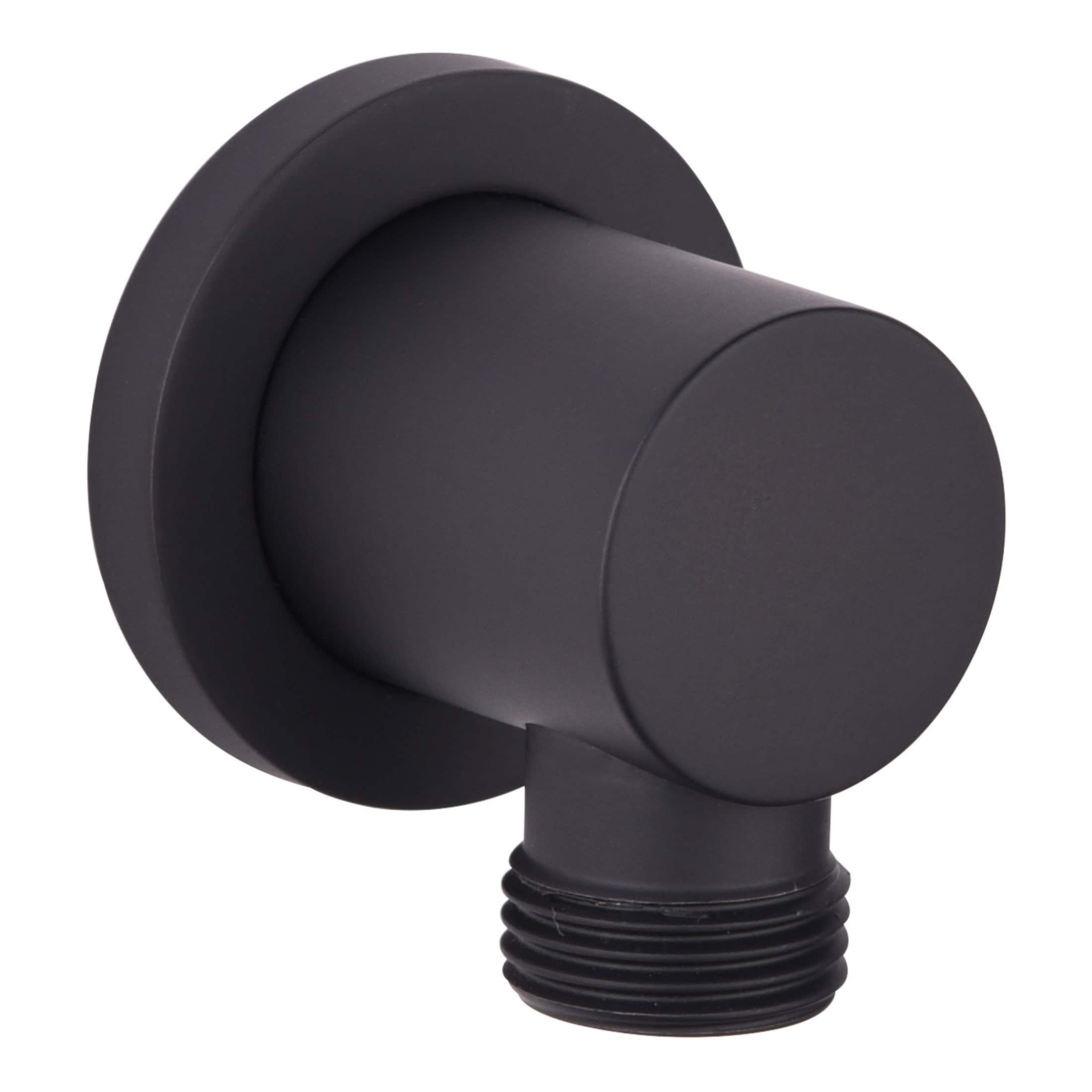 Black shower valve adapter for modern bathroom fittings, compatible with Bubly Bathrooms' sleek and contemporary fixtures, ensuring a watertight connection within your bathroom plumbing system.