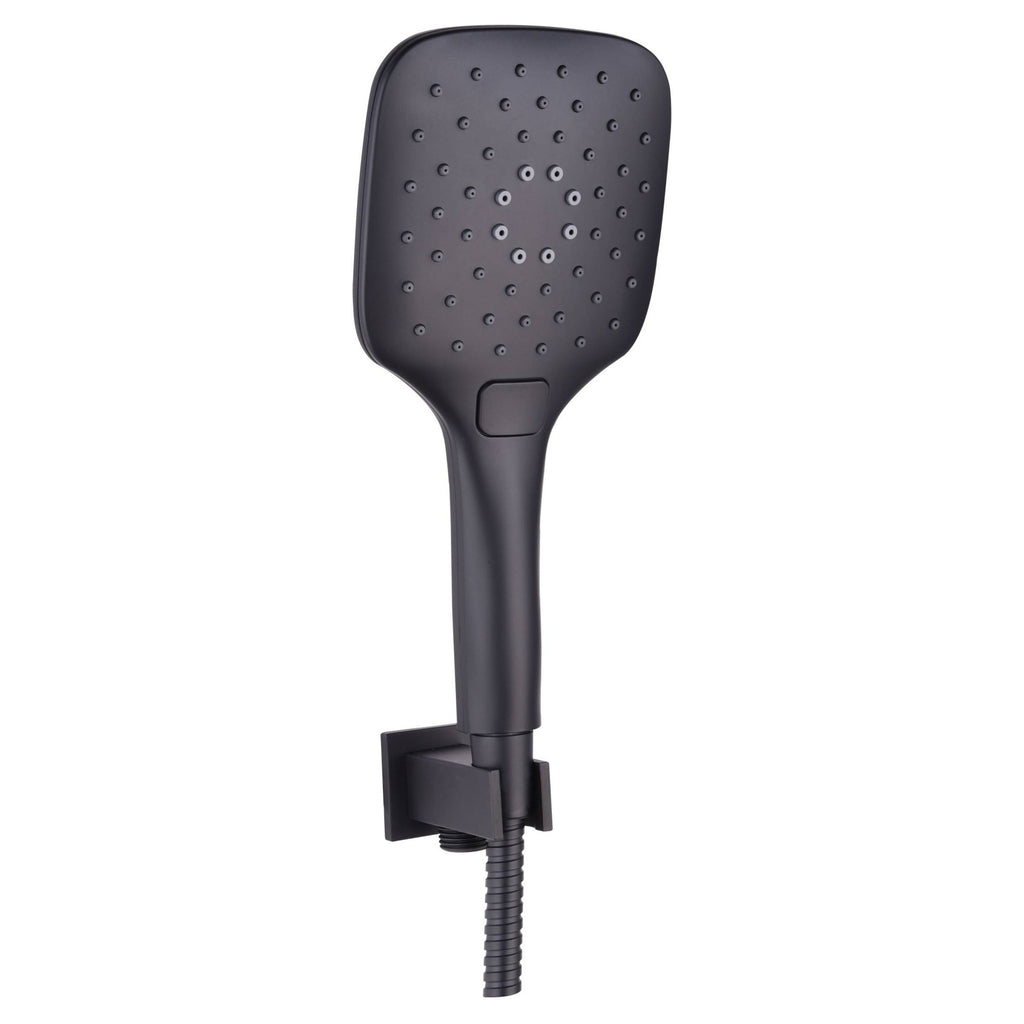 Tailored Square Shower Handset With Wall Outlet Elbow, Bracket And Hose, Black