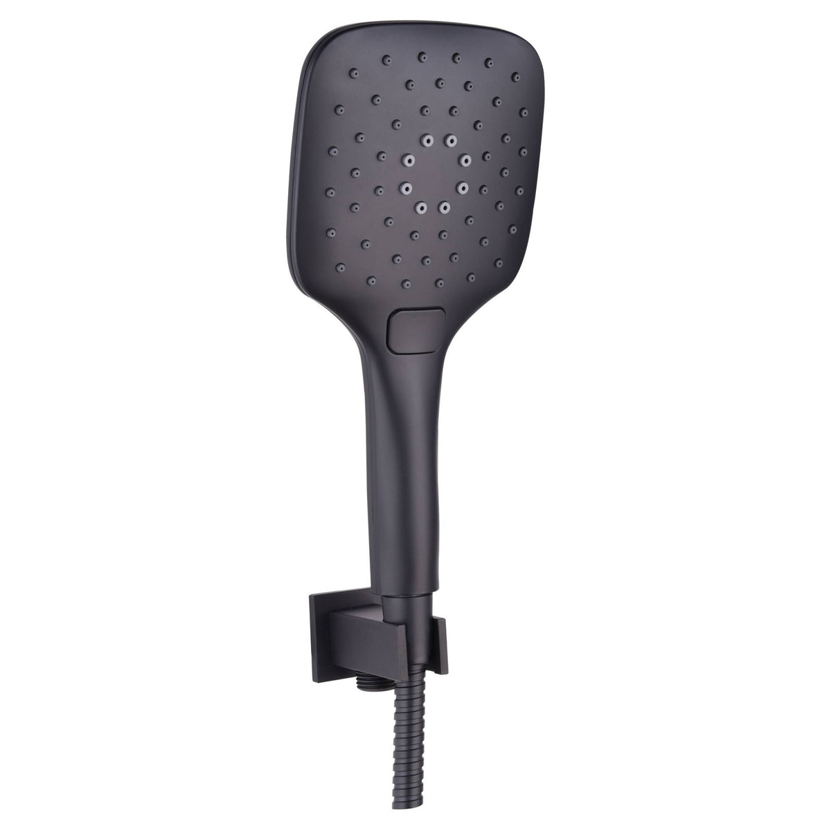 Tailored Square Shower Handset With Wall Outlet Elbow, Bracket And Hose, Black