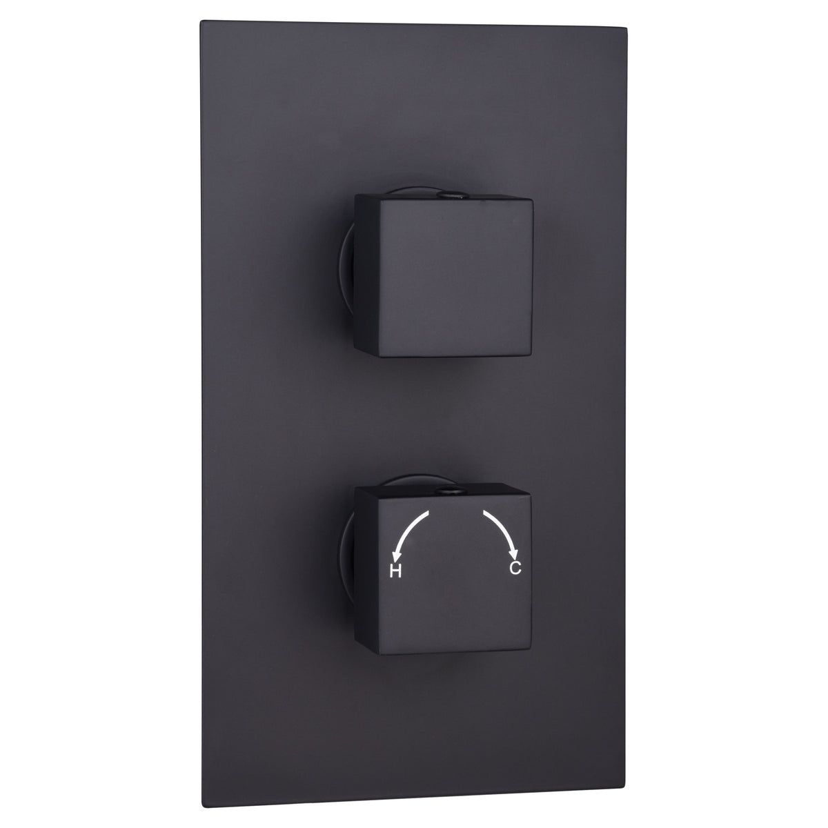 Tailored Square Thermostatic 2 Outlet 2 Handel Concealed Shower Valve - Black