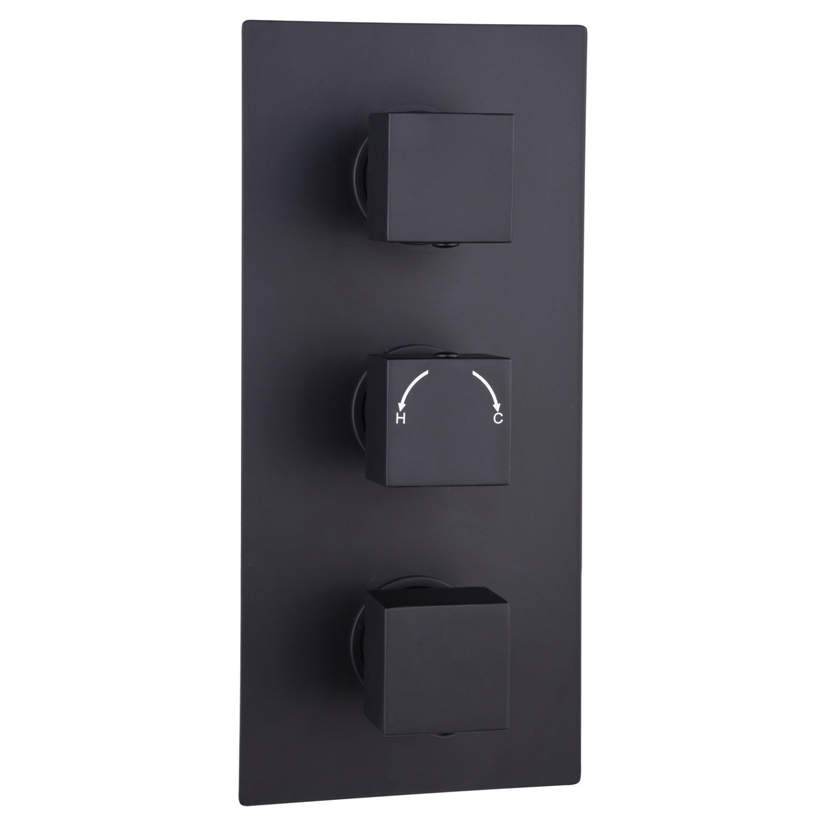 Tailored Square Thermostatic 2 Outlet 3 Handel Concealed Shower Valve - Black