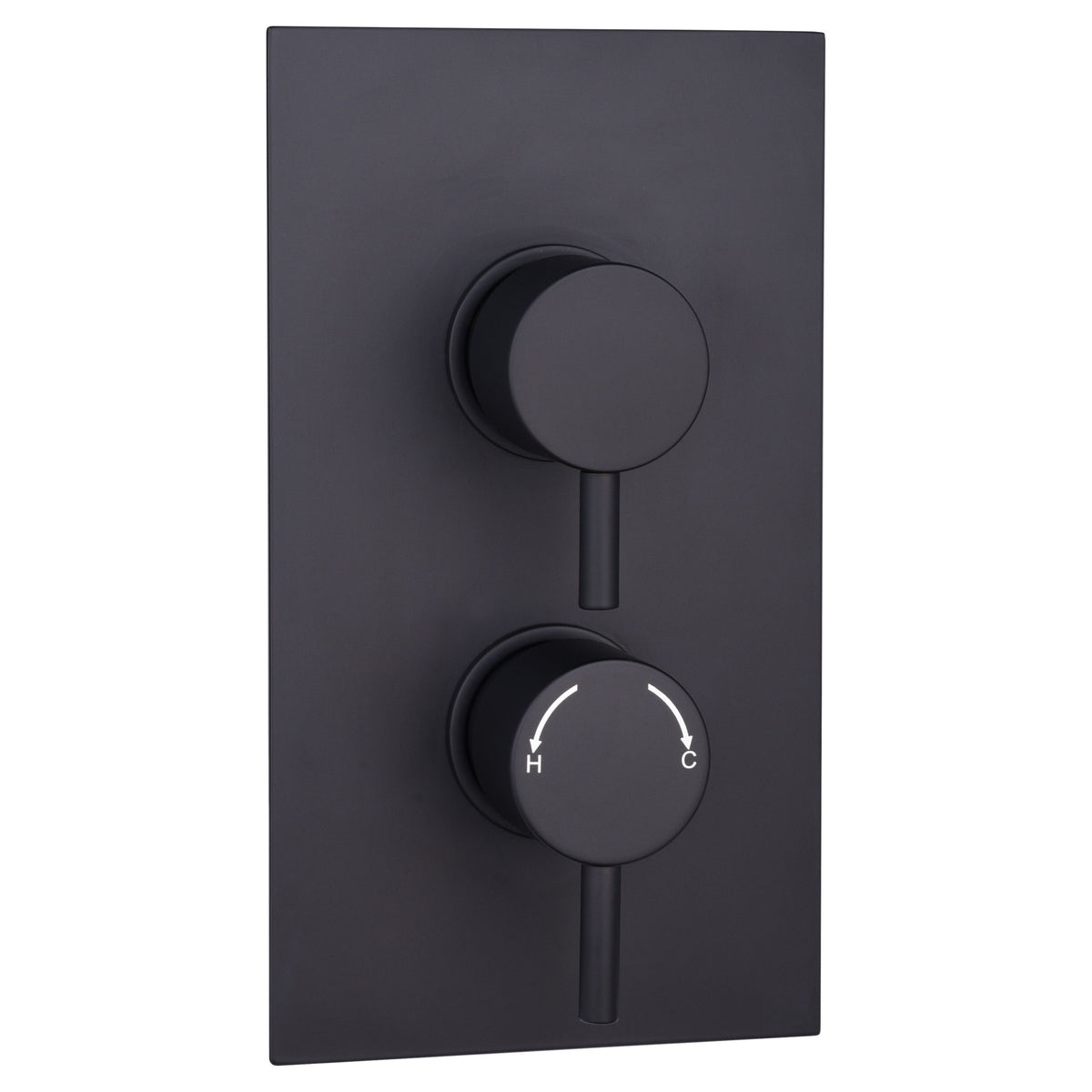 Tailored Round Thermostatic 2 Outlet 2 Handel Concealed Shower Valve - Black - 192