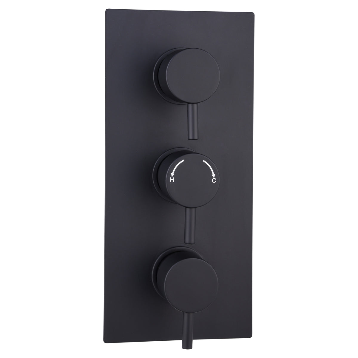 Tailored Round Thermostatic 2 Outlet 3 Handel Concealed Shower Valve - Black