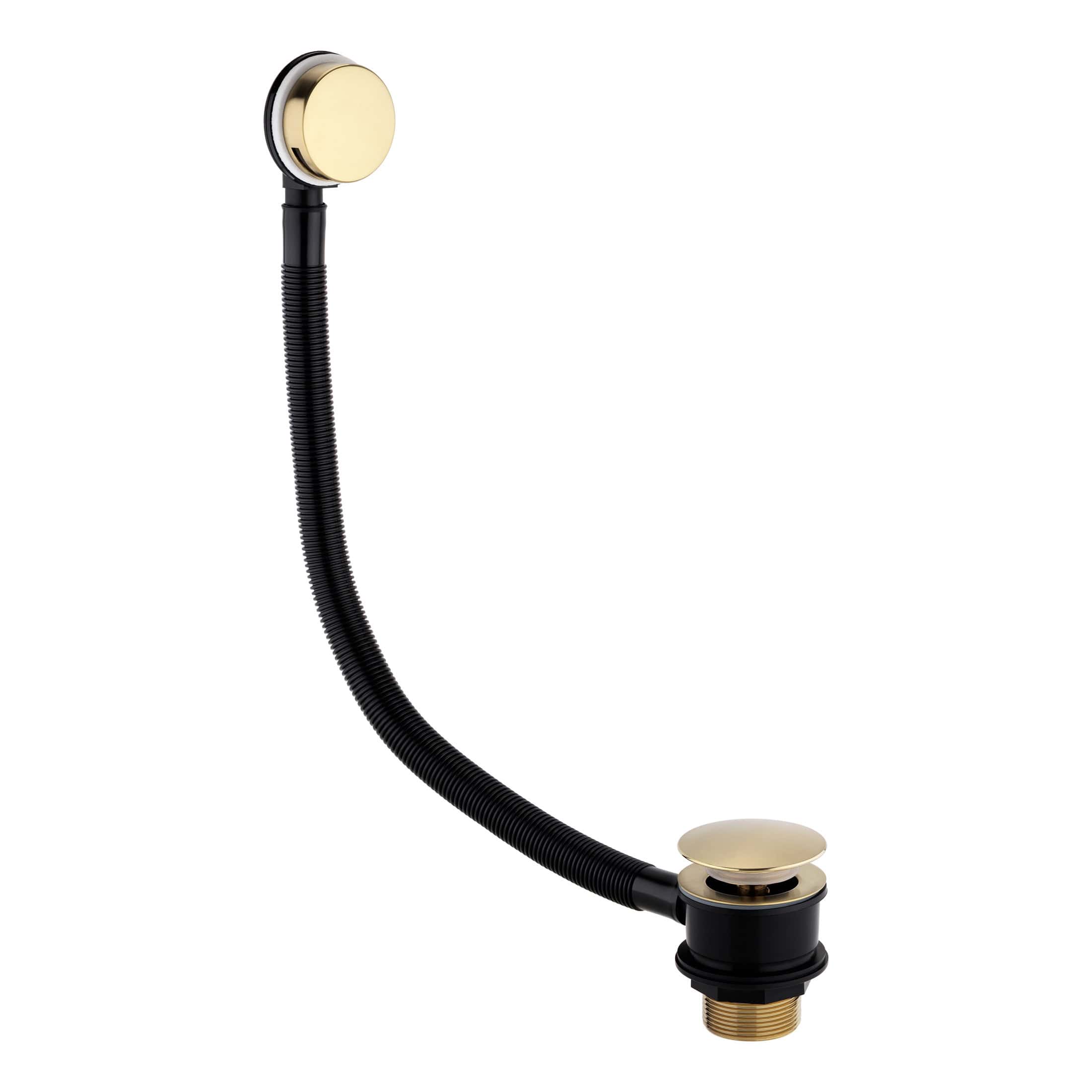 Flexible bathroom sink drain trap with brass finish, easy to install, designed for modern bathroom vanity and plumbing fixtures. Perfect for bathroom renovation and repair projects.