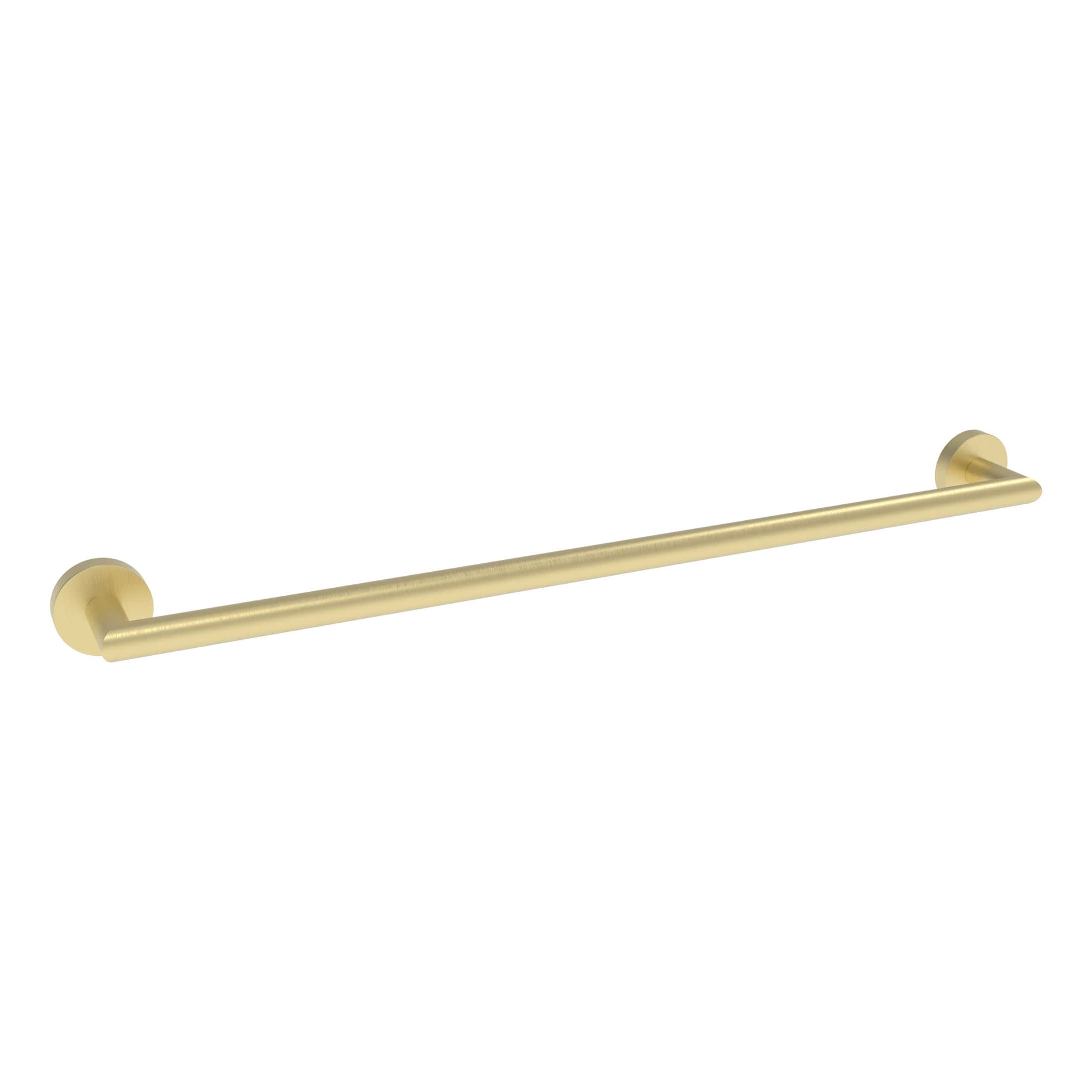 Polished gold bathroom towel rail, modern and sleek design for luxurious bathroom decor, ideal for hanging towels and adding elegance to the space.