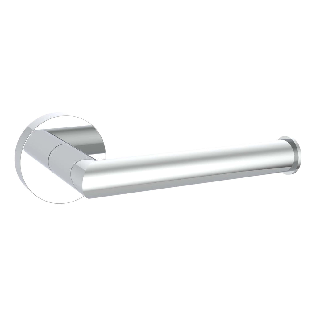 Stainless steel toilet paper holder for modern bathrooms, wall-mounted design. Ideal for durable, stylish bathroom accessories.