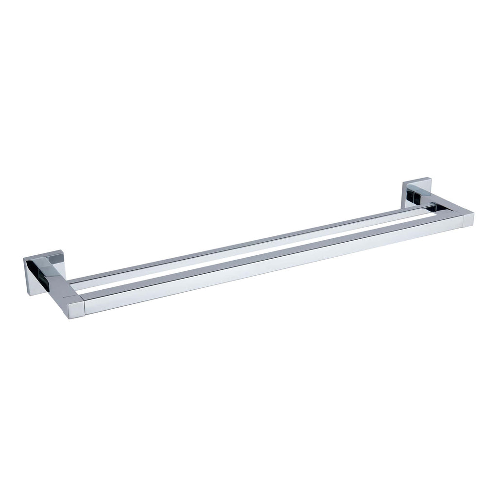 Shower towel rail in polished chrome finish, modern design, wall-mounted bathroom accessory for towel storage and display, ideal for contemporary bathrooms.
