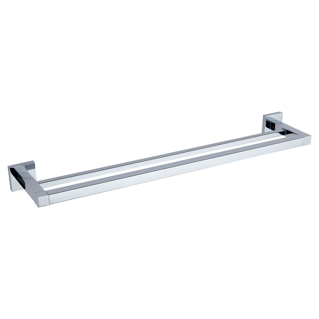 Tailored Sydney Square Double Towel Rail - 600mm Long, Chrome