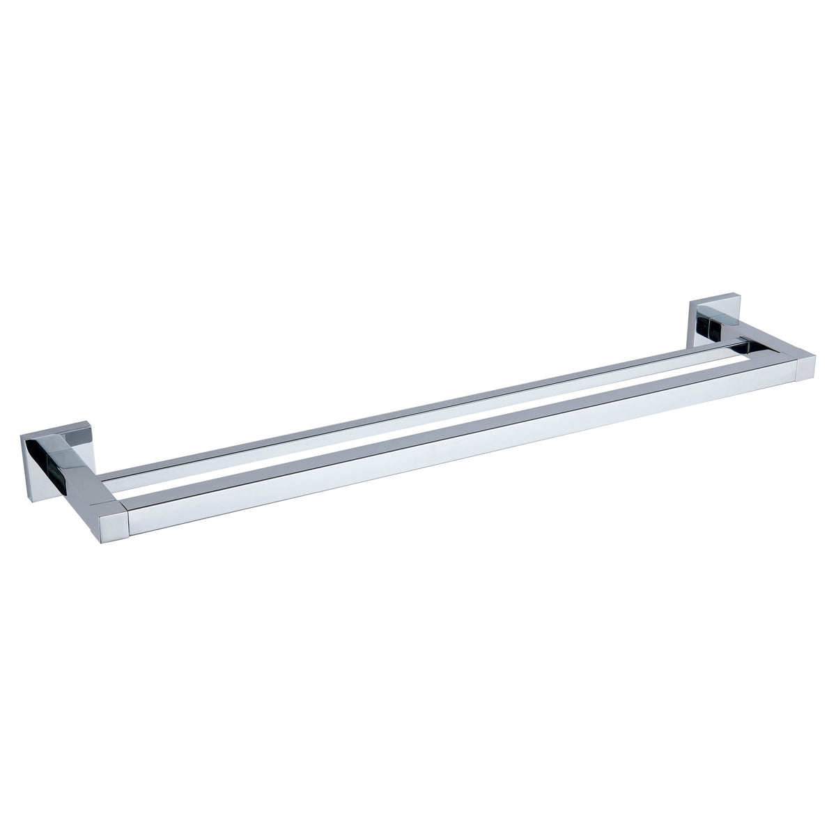Tailored Sydney Square Double Towel Rail - 600mm Long, Chrome