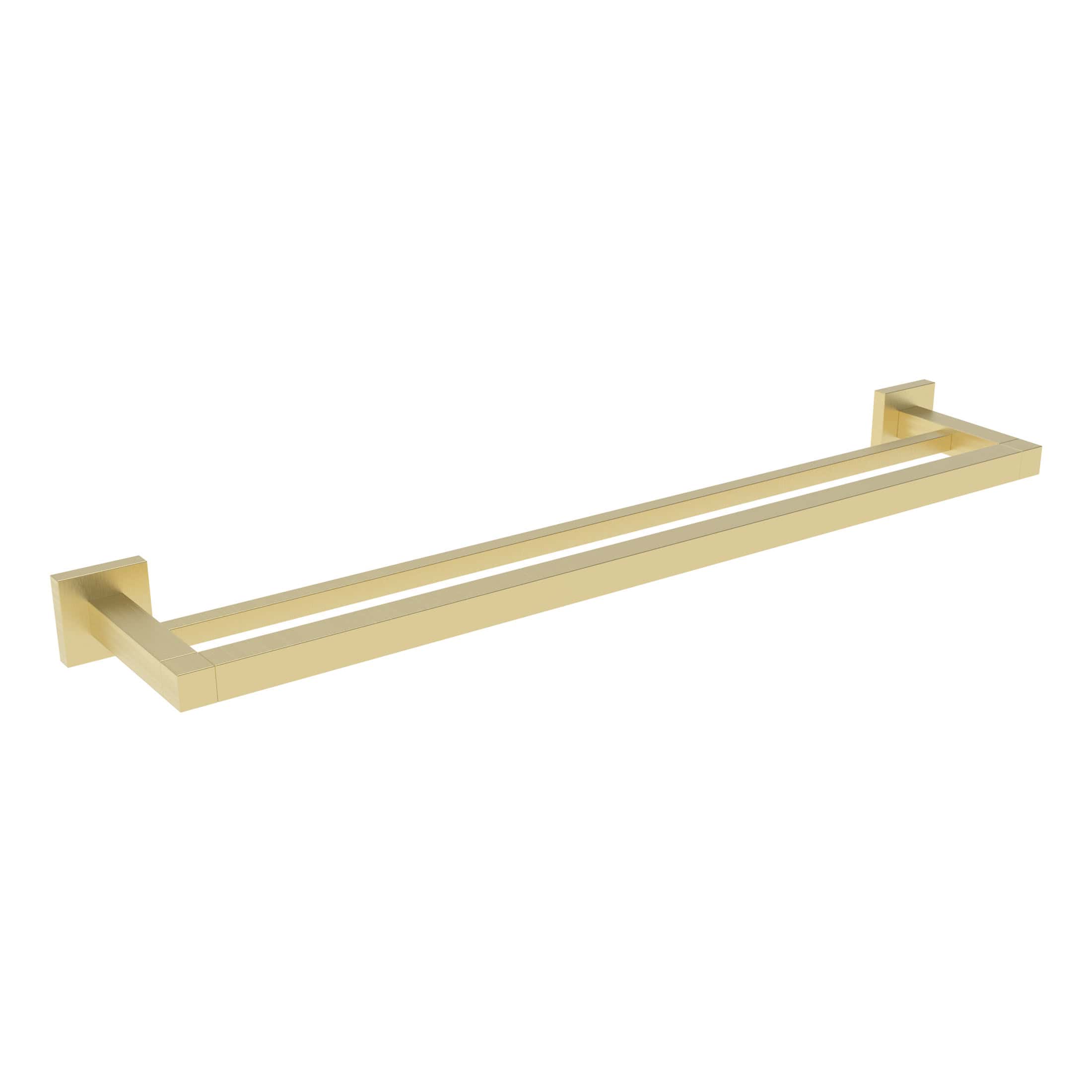 Polished gold bathroom towel rail - modern sleek design by Bubly Bathrooms for elegant bathroom decor.