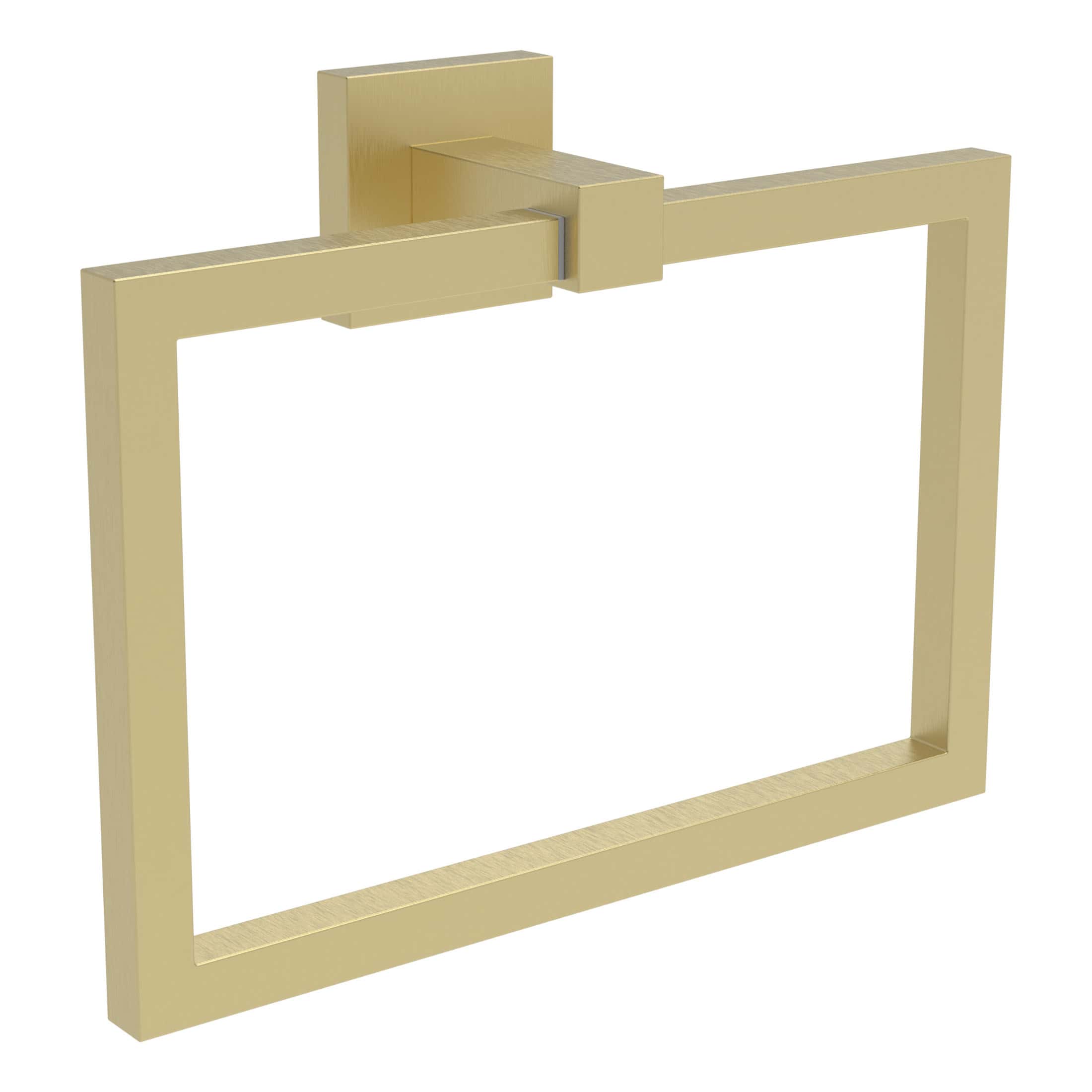 Sleek gold bathroom towel holder with modern geometric design, perfect for contemporary bathrooms, adds a luxurious touch to your bathroom decor.