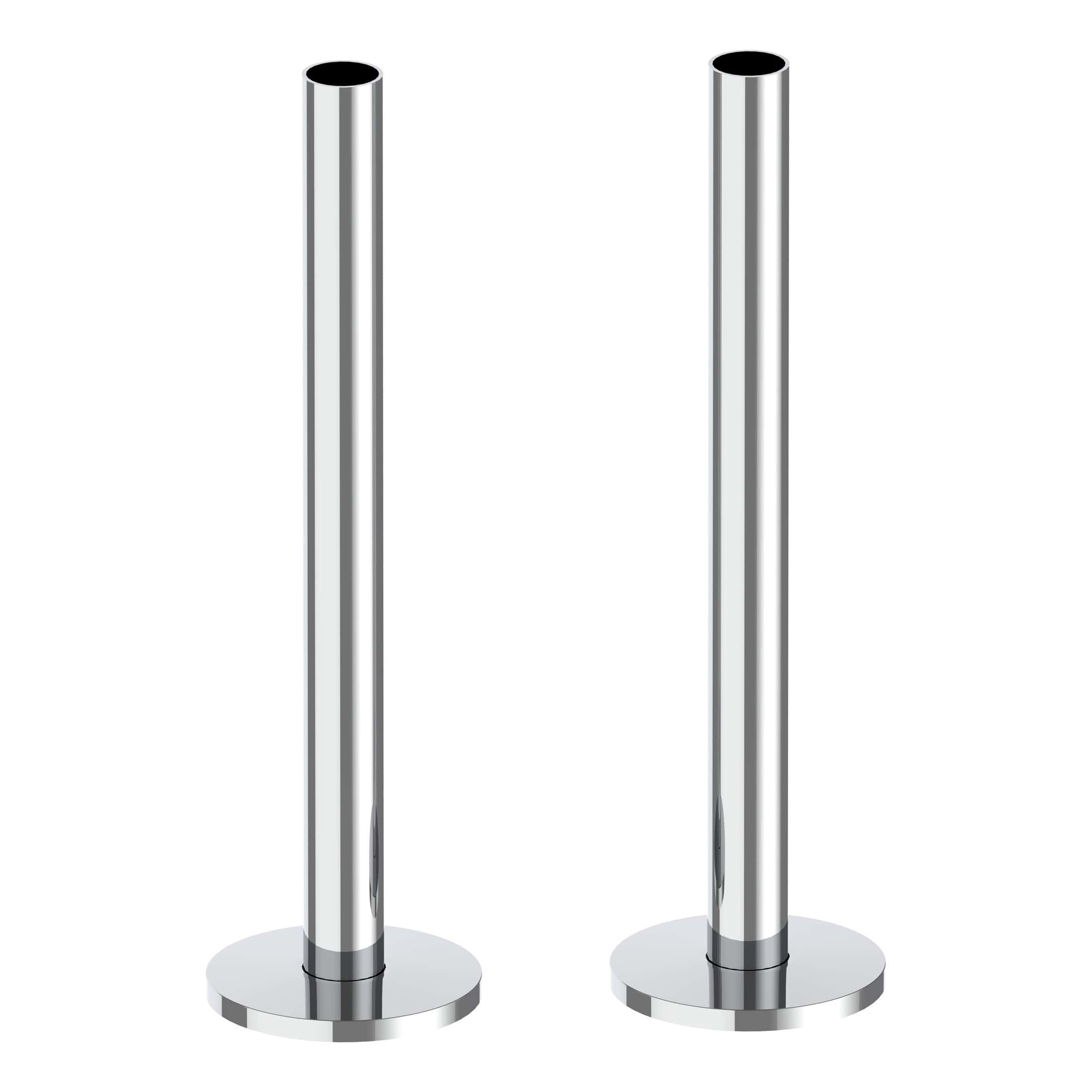Shower curtain supports, stainless steel bathroom accessories for modern shower enclosures. Durable chrome fixtures suitable for contemporary Bubly bathrooms.