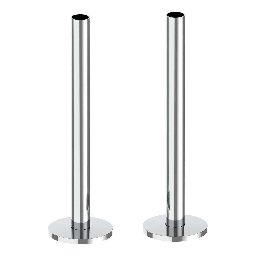 Shower curtain supports, stainless steel bathroom accessories for modern shower enclosures. Durable chrome fixtures suitable for contemporary Bubly bathrooms.