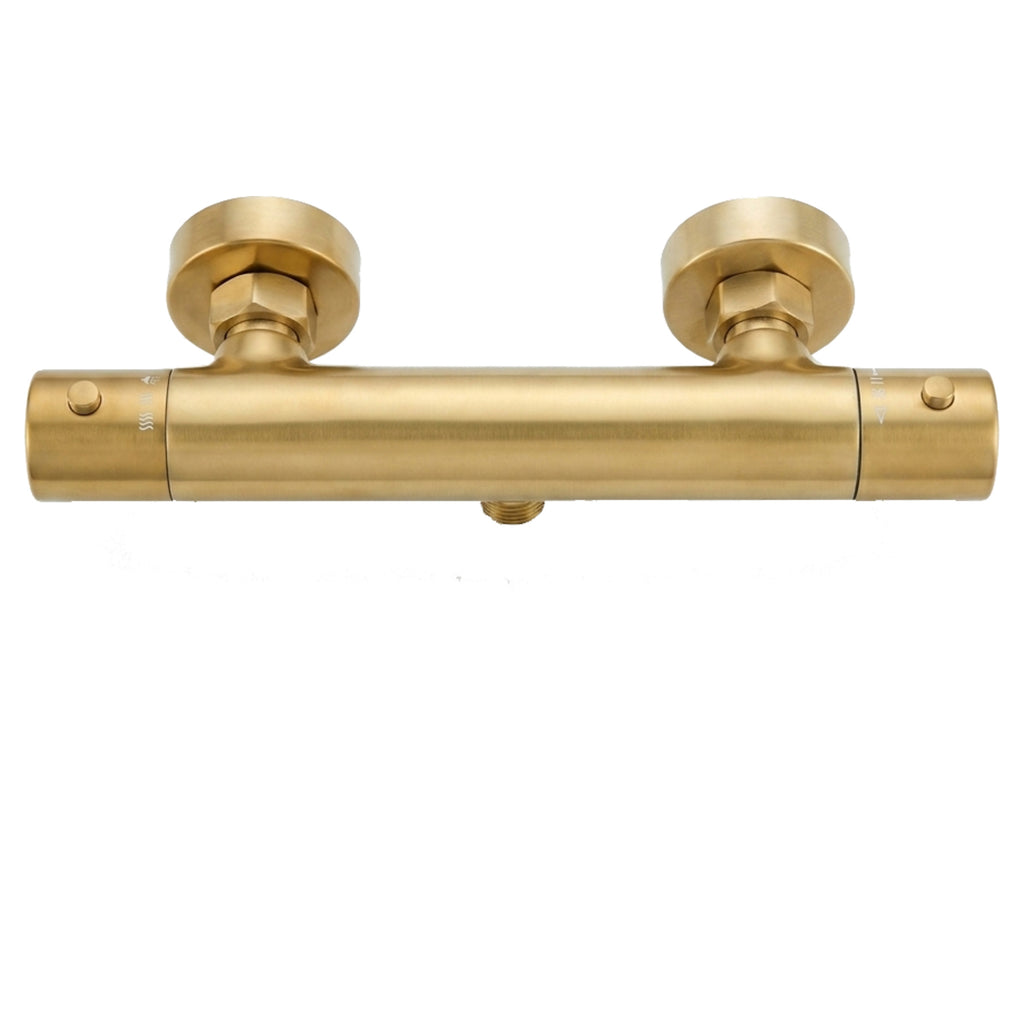 Tailored?Round Cool Touch 1 Outlet Thermostatic Bar Shower Valve With Easy Fit Kit, Brushed Brass