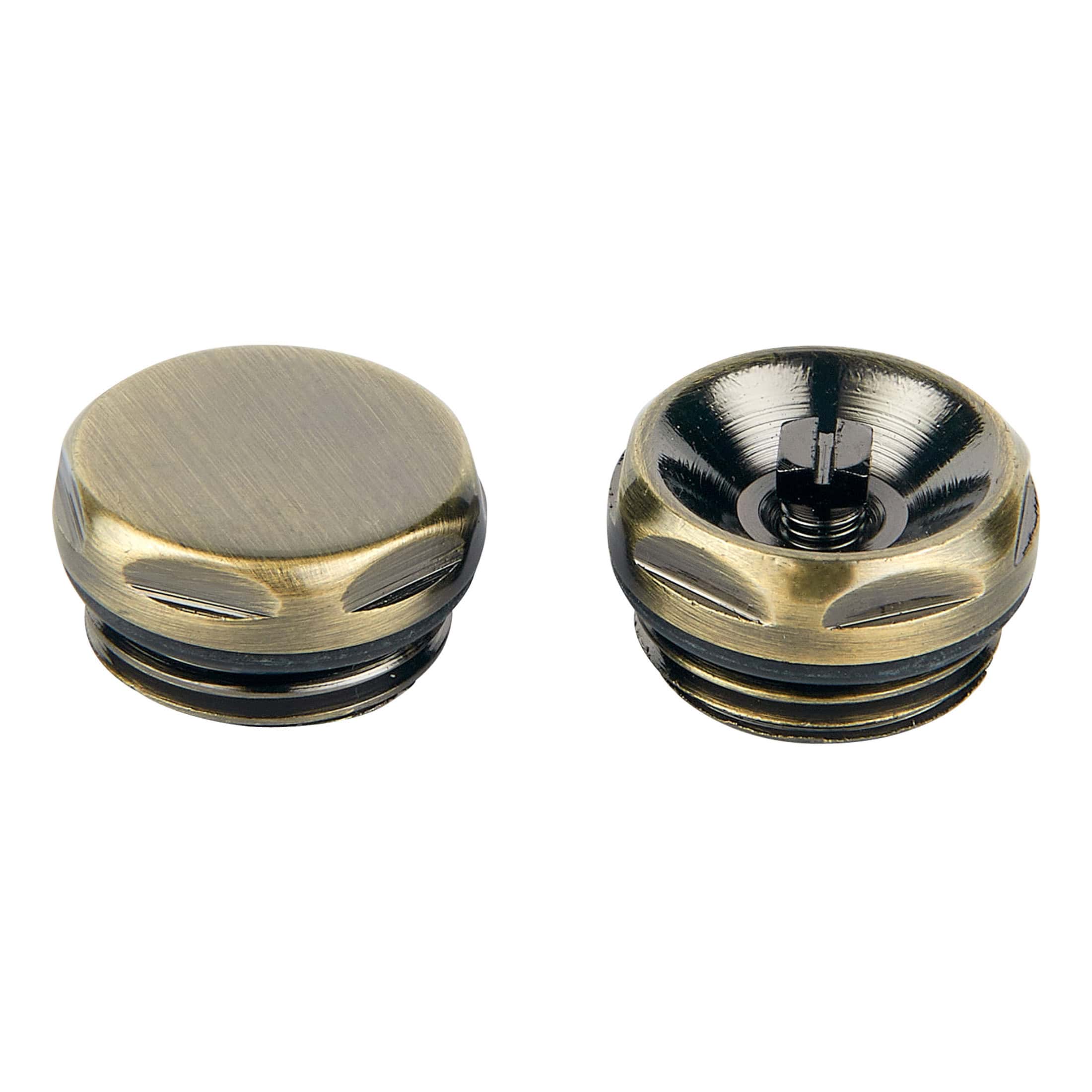 Brass bathroom door stop with rubber bumper, modern and durable design for secure door position, compatible with Bubly Bathrooms fixtures.