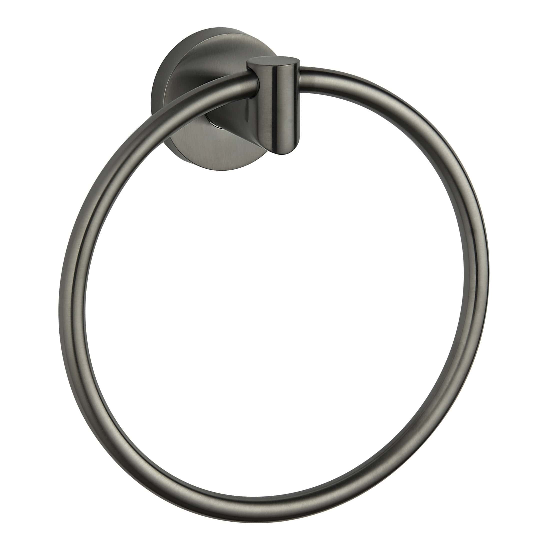 High-quality stainless steel bathroom towel ring mounted on wall bracket, perfect for modern bathroom decor and towel organisation, durable and stylish.