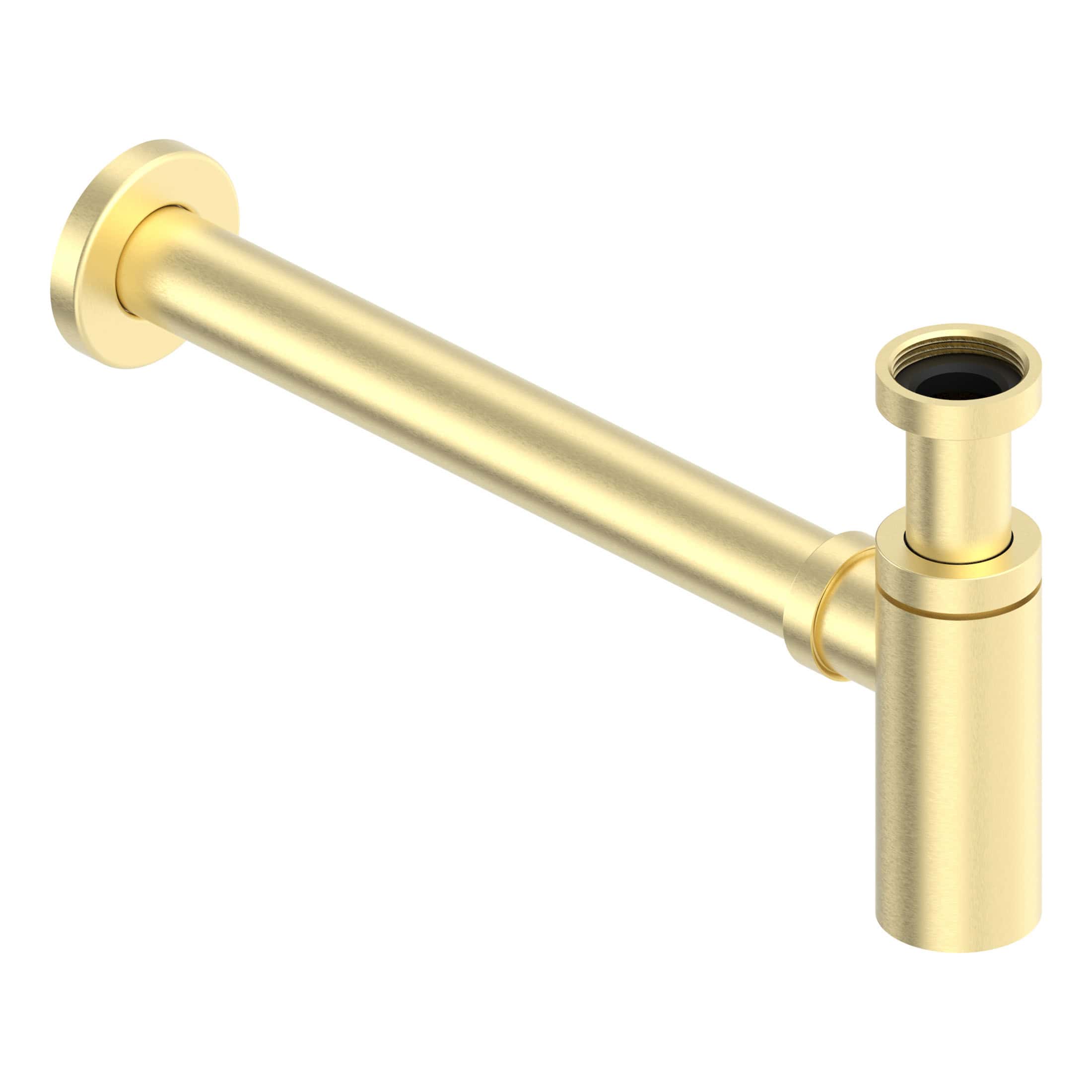 Polished brass sink waste pipe with a sleek, modern design, suitable for contemporary bathroom aesthetics. Perfect for easy installation and reliable drainage.