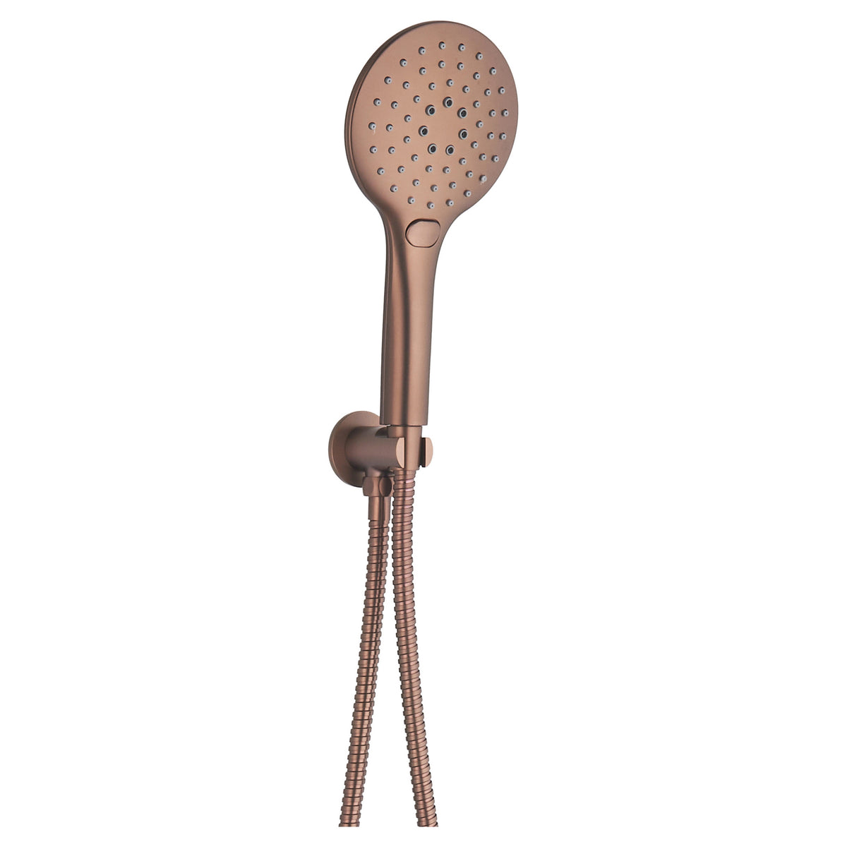 Tailored Brushed Bronze Round wall outlet elbow with bracket, hose & 3 mode handset