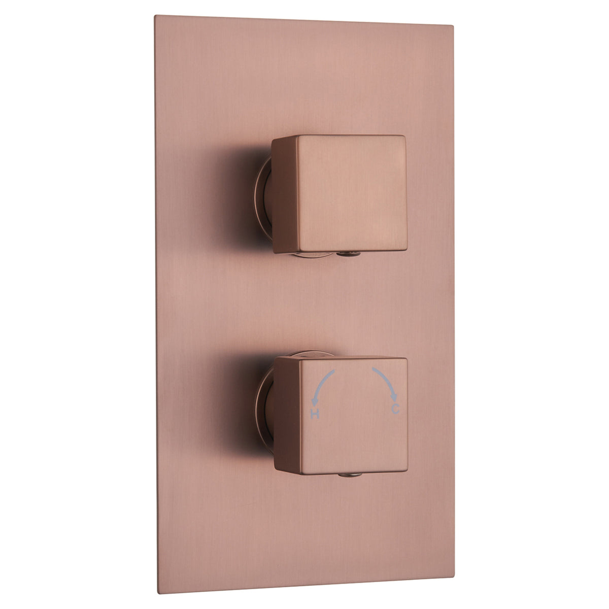 Tailored Square Concealed Thermostatic 2 Handle 2 Way Shower Valve, Brushed Bronze