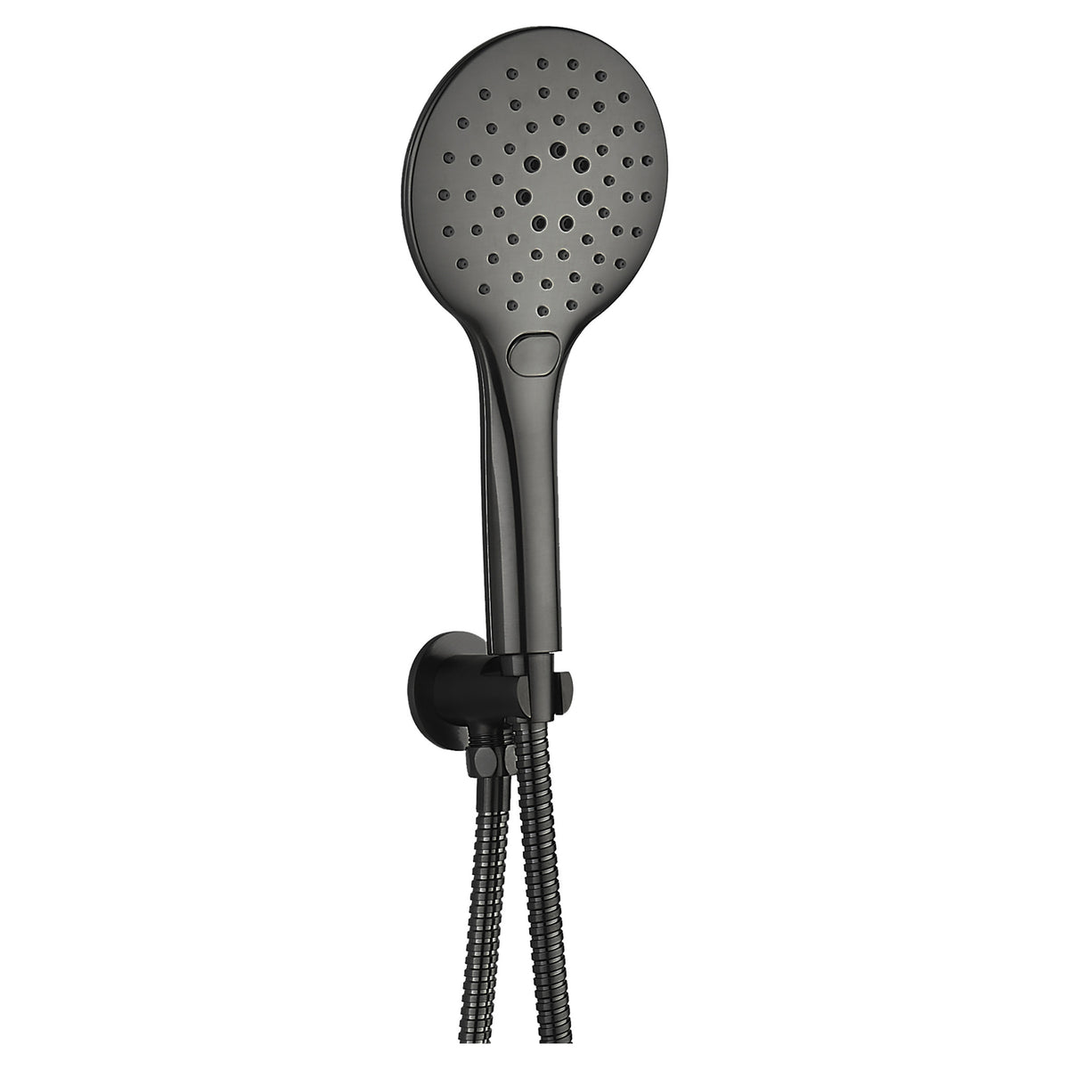 Tailored Gunmetal Round wall outlet elbow with bracket, hose & 3 mode handset