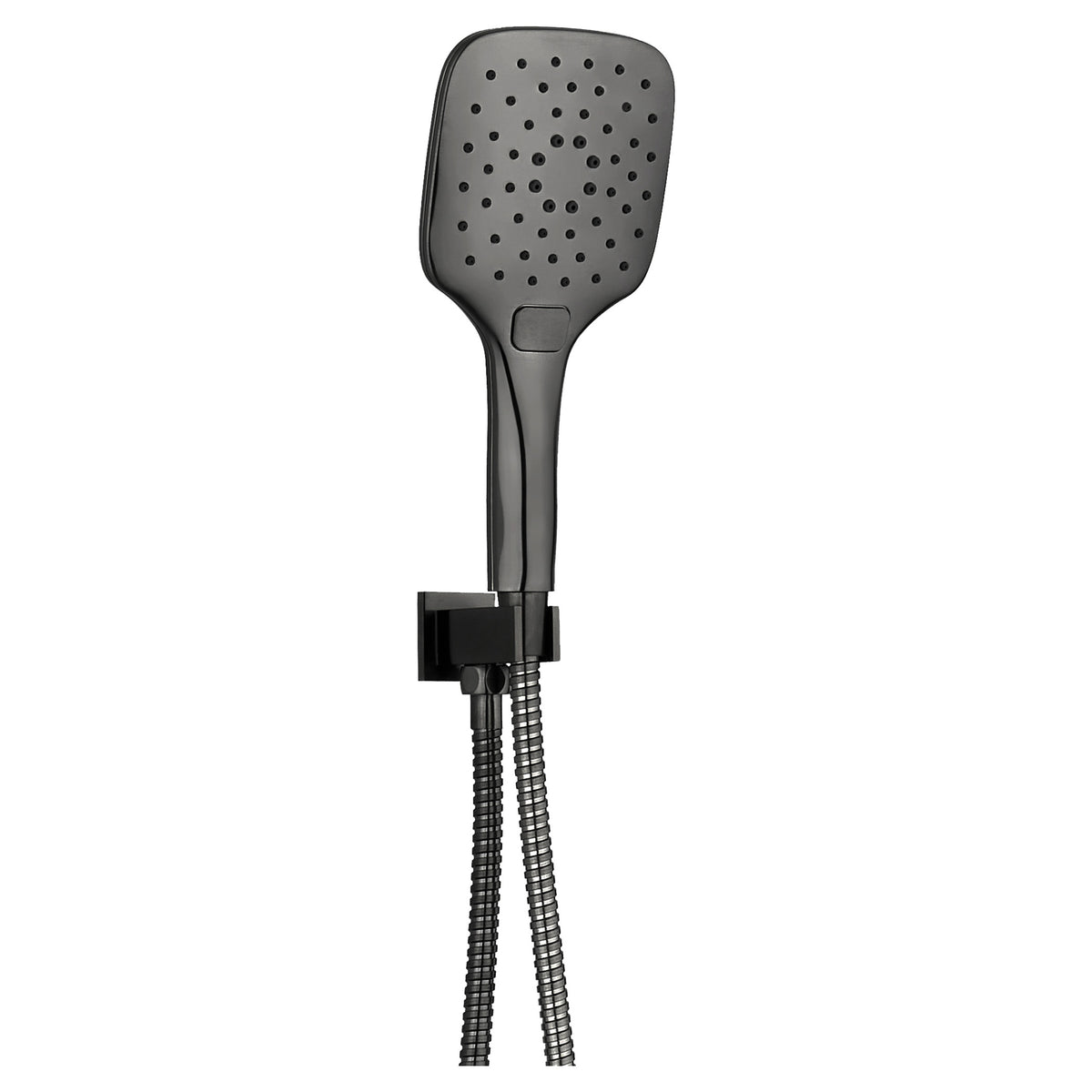 Tailored Gunmetal Square wall outlet elbow with bracket, hose & 3 mode handset