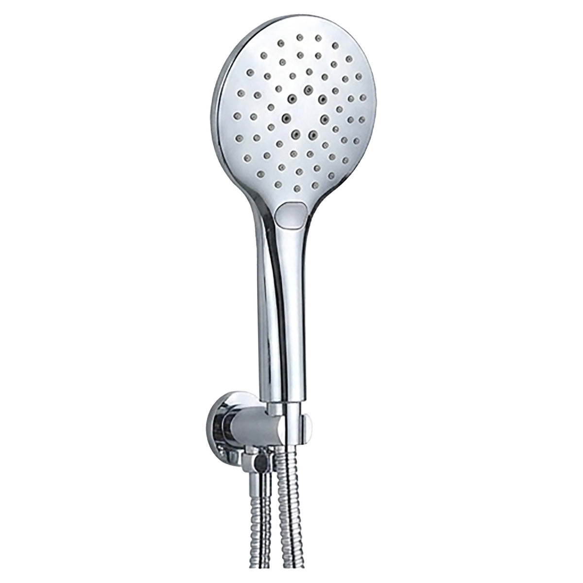 Tailored Chrome Round wall outlet elbow with bracket, hose & 3 mode handset
