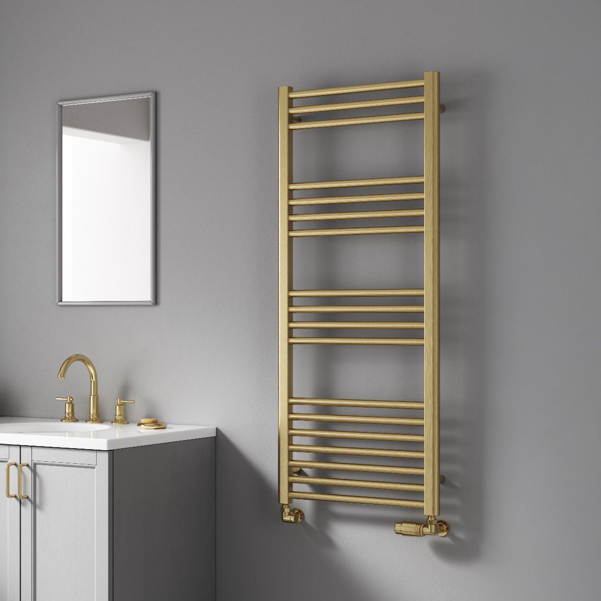 Reina Ottone Brushed Brass Heated Towel Rail