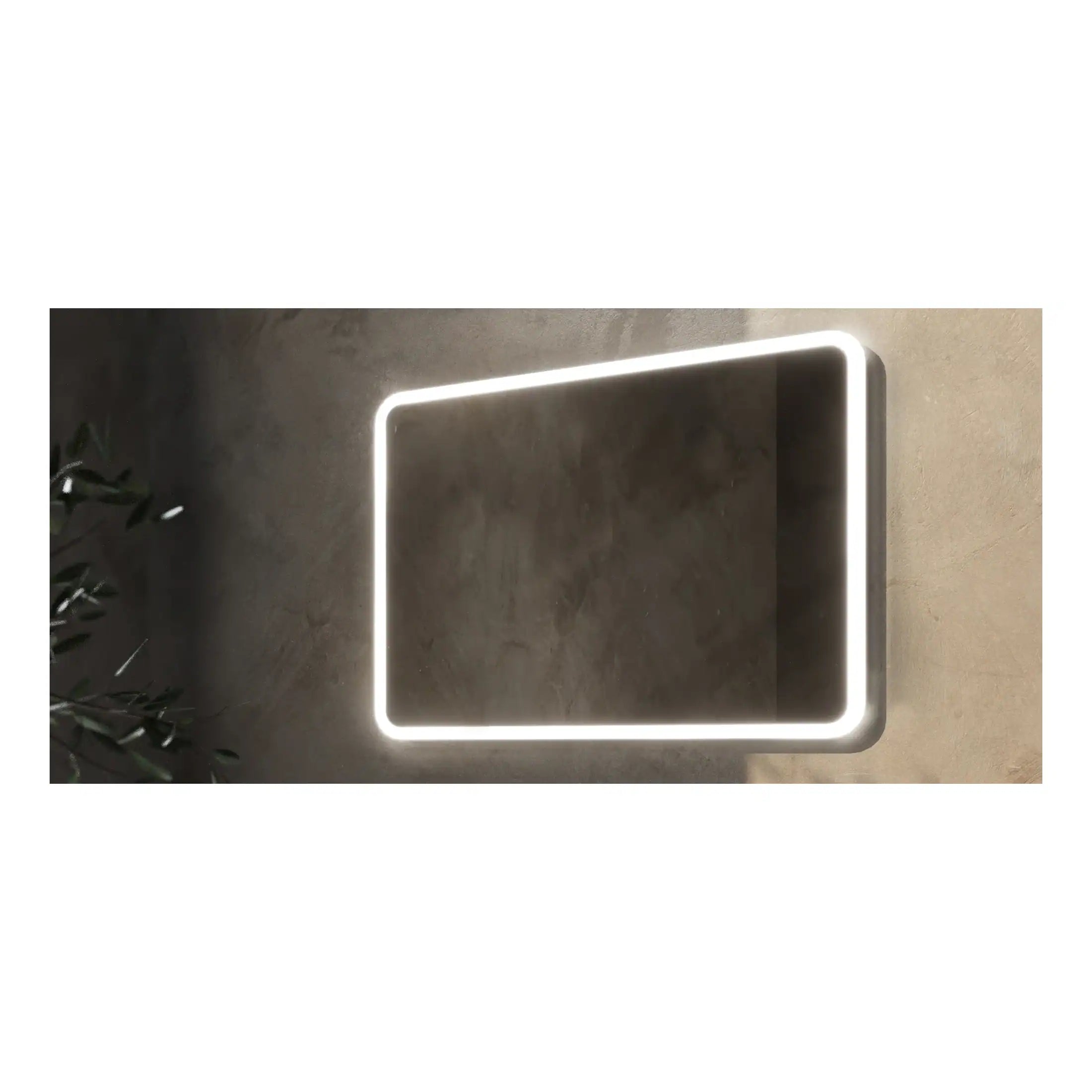 LED illuminated modern bathroom mirror with sleek backlit design, ideal for contemporary bathrooms, featuring bright, energy-efficient lighting for functional and stylish use.