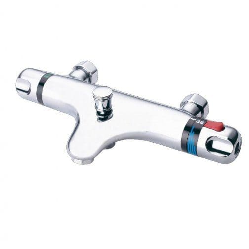 Modern thermostatic mixer tap for bathroom sinks with temperature control, chrome finish, and innovative design for optimal water flow and safety.