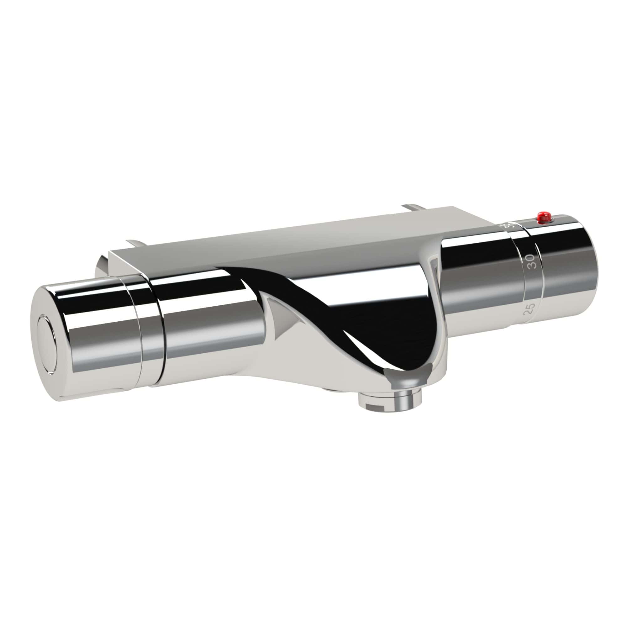 Sleek chrome thermostatic shower valve with digital temperature control for modern bathrooms. Durable and stylish fixture enhances shower experience with precise temperature adjustments.