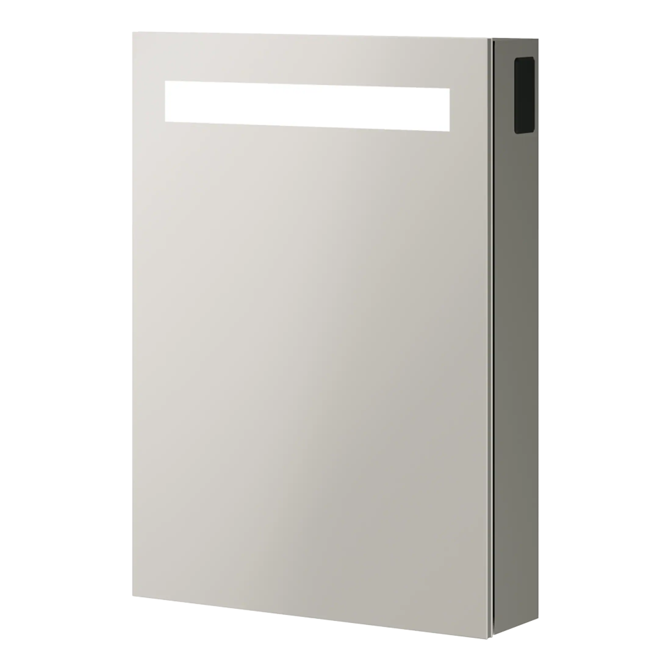 Modern bathroom radiator panel in white with sleek black control button for efficient heating. Perfect for contemporary bathroom decor and energy-efficient heating solutions.