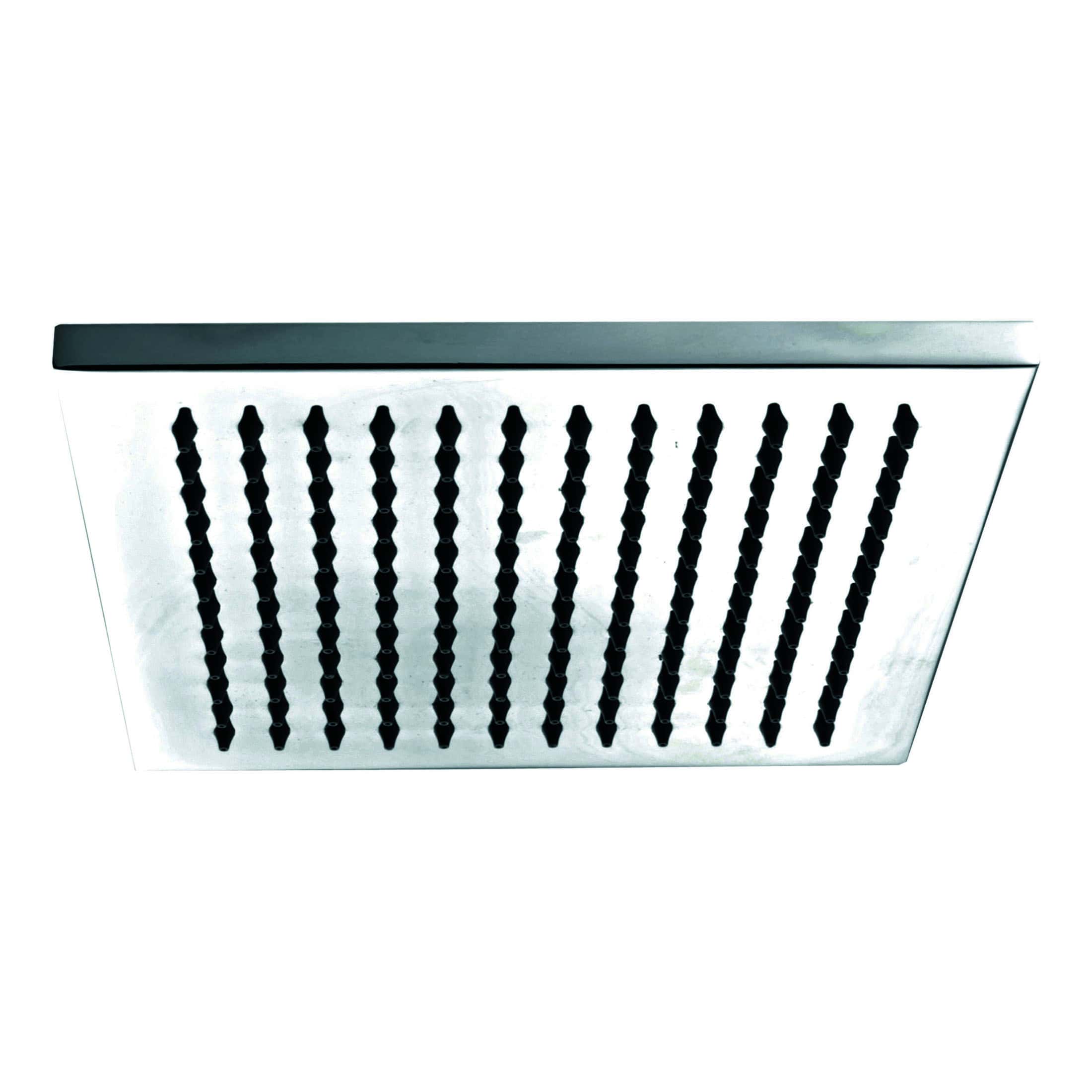 Modern rainfall showerhead with sleek chrome finish, black nozzles designed for an indulgent shower experience, perfect for contemporary bathrooms.