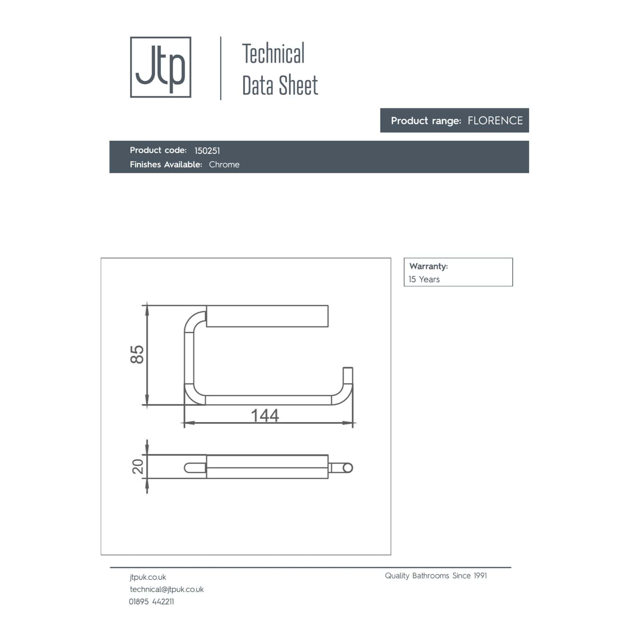 Chrome-finished Bubly Florence bathroom soap holder with sleek modern design, wall-mounted with dimensions 144mm x 85mm, durable and stylish bathroom accessory, ideal for contemporary bathrooms.