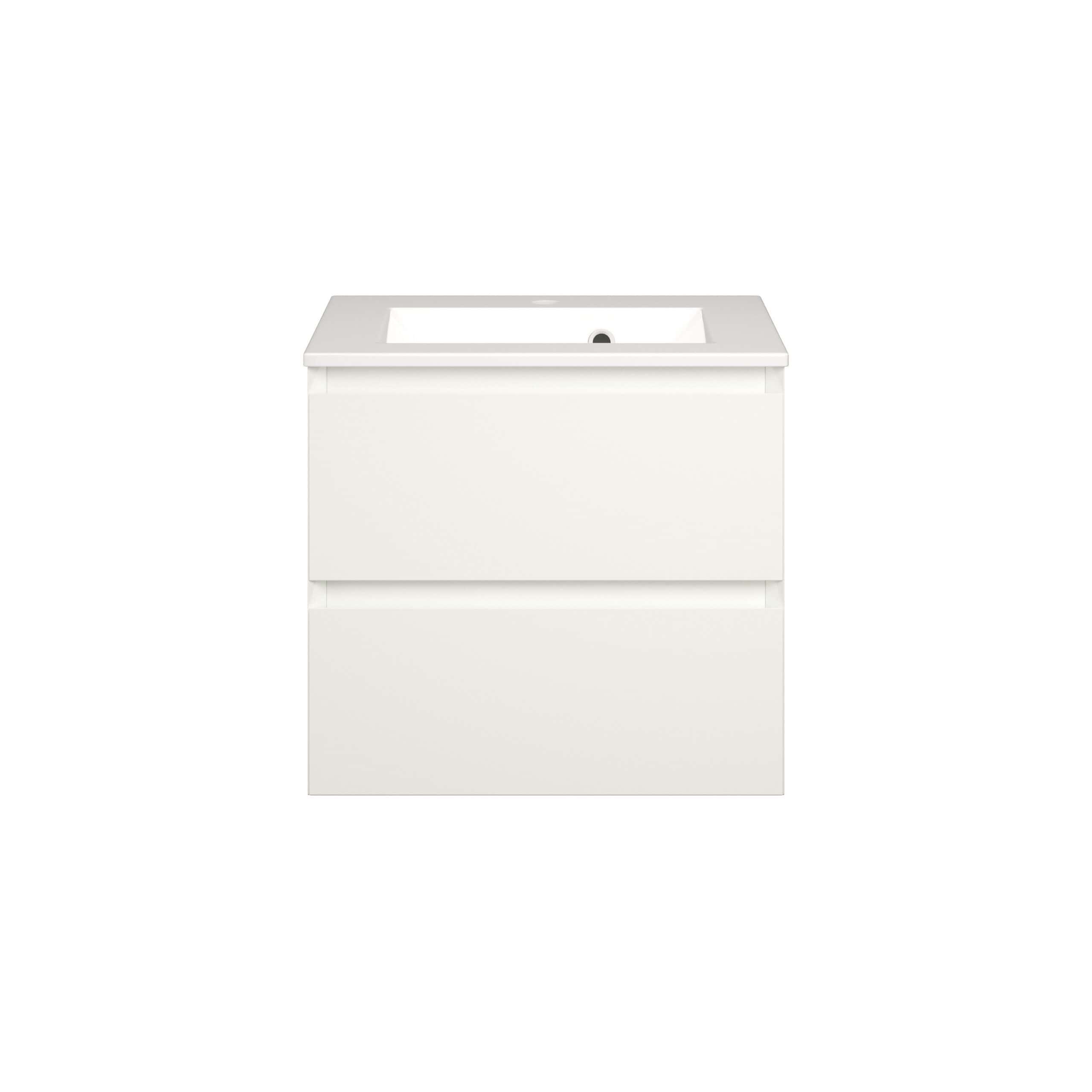 Sleek white bathroom vanity unit with integrated sink, modern storage drawers, minimalistic design, ideal for contemporary bathrooms, durable finish, space-saving solution from Bubly Bathrooms.